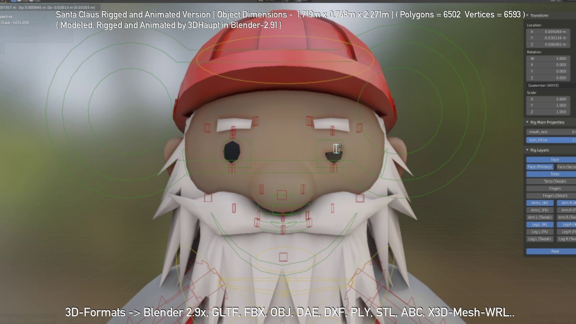 Rigged Santa Claus Low-poly 3D model_114