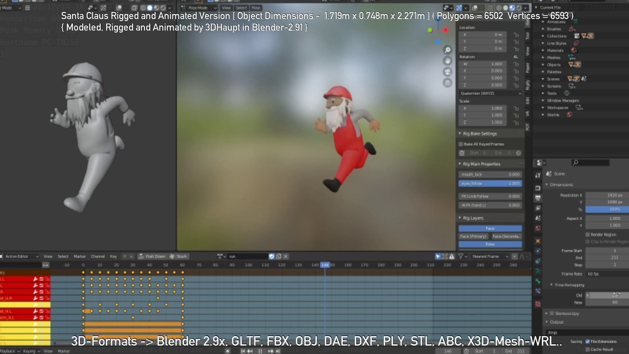 Rigged Santa Claus Low-poly 3D model_113