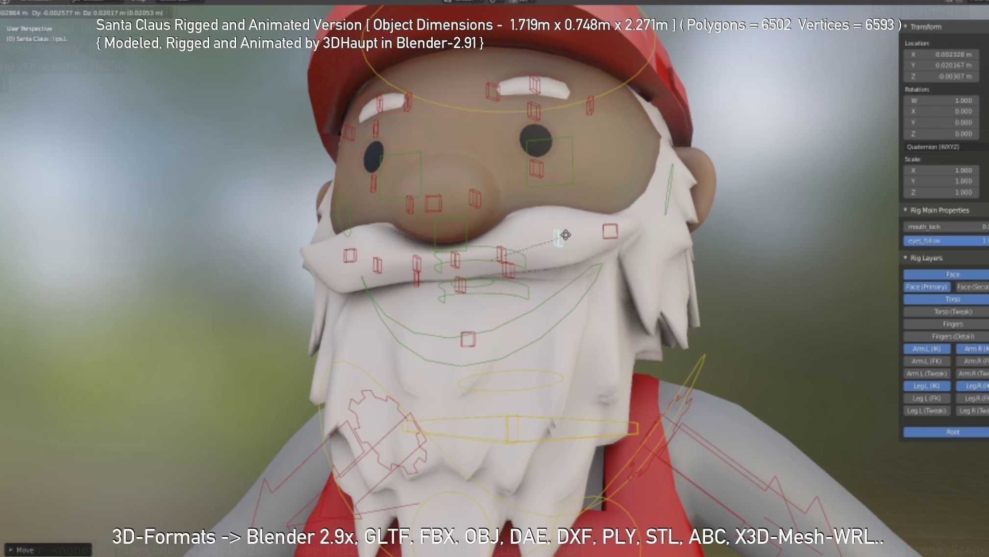 Rigged Santa Claus Low-poly 3D model_119