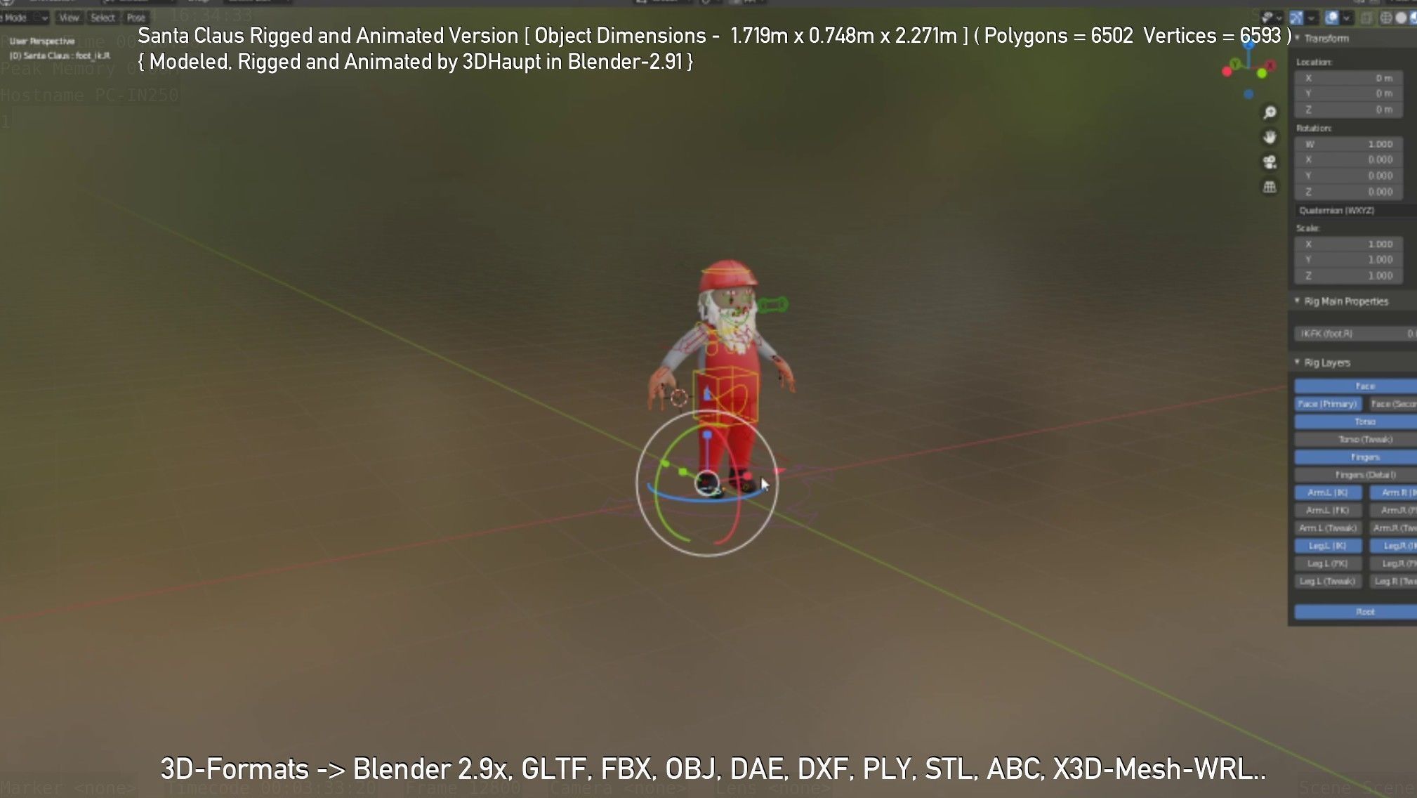 Rigged Santa Claus Low-poly 3D model_135