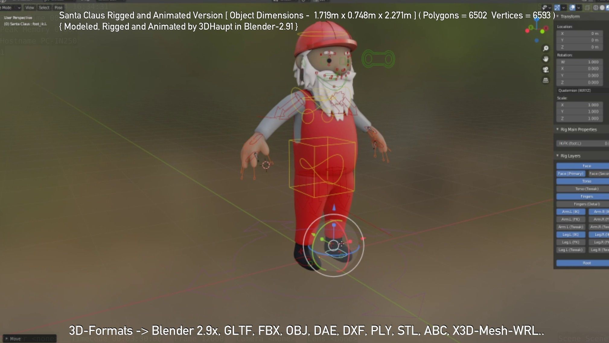 Rigged Santa Claus Low-poly 3D model_92