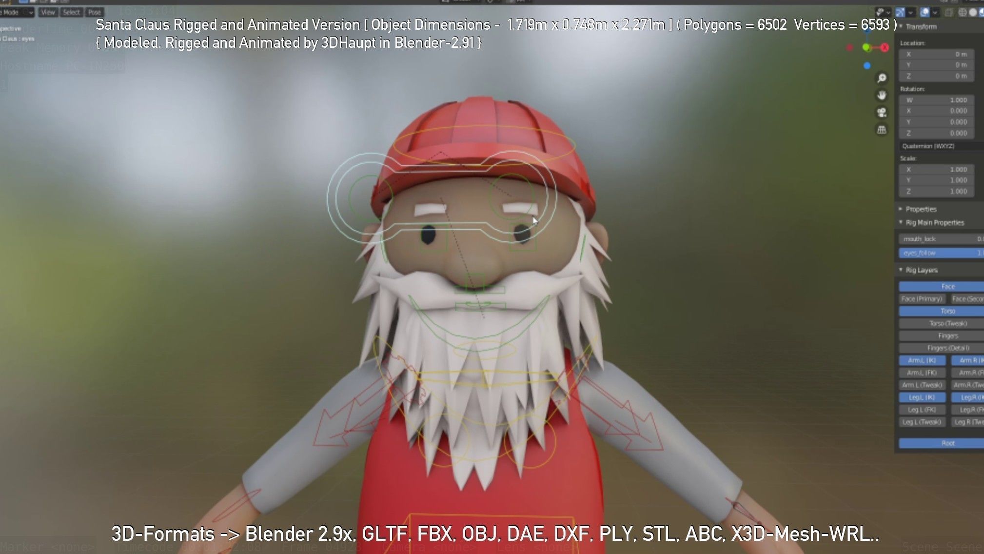 Rigged Santa Claus Low-poly 3D model_106