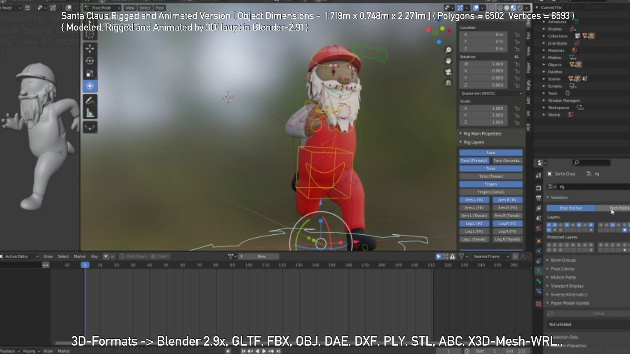 Rigged Santa Claus Low-poly 3D model_64