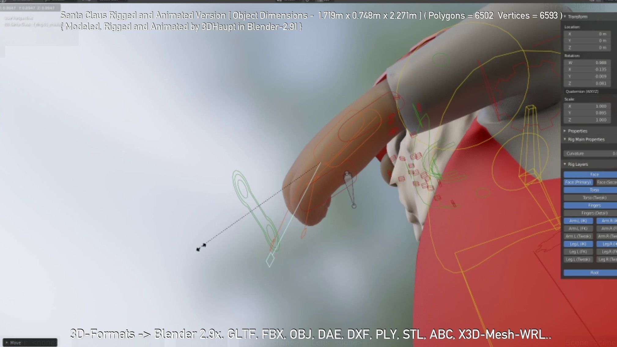 Rigged Santa Claus Low-poly 3D model_18