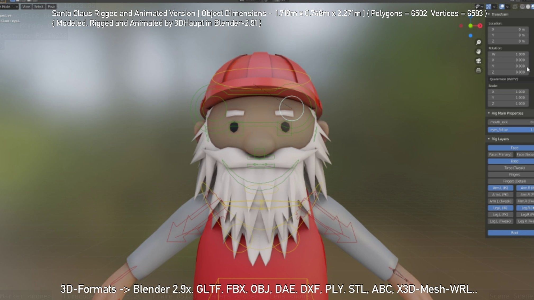 Rigged Santa Claus Low-poly 3D model_145