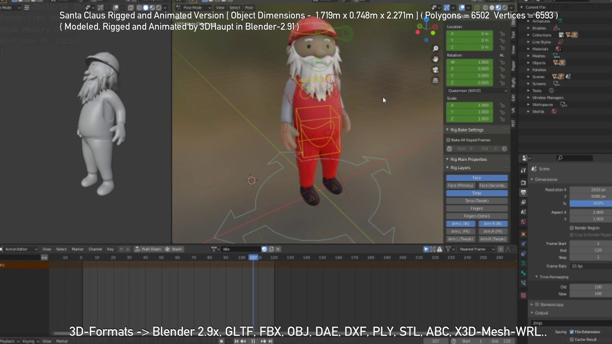 Rigged Santa Claus Low-poly 3D model_79