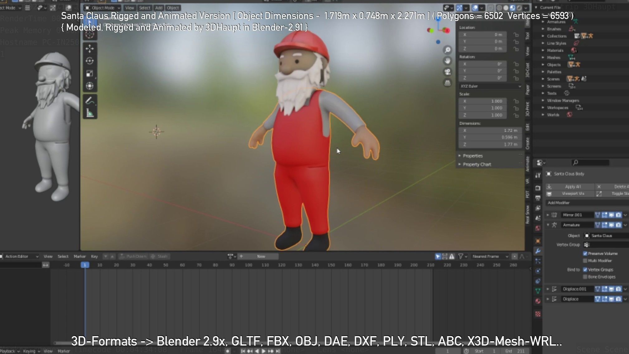 Rigged Santa Claus Low-poly 3D model_100