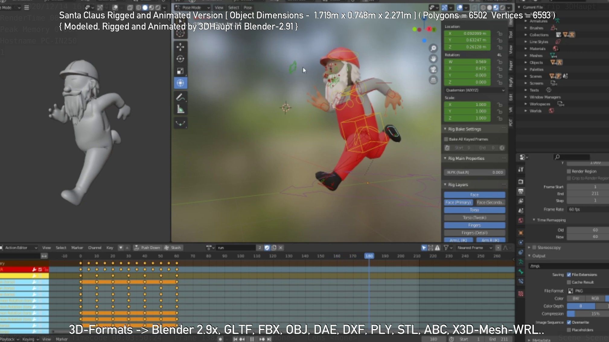 Rigged Santa Claus Low-poly 3D model_58