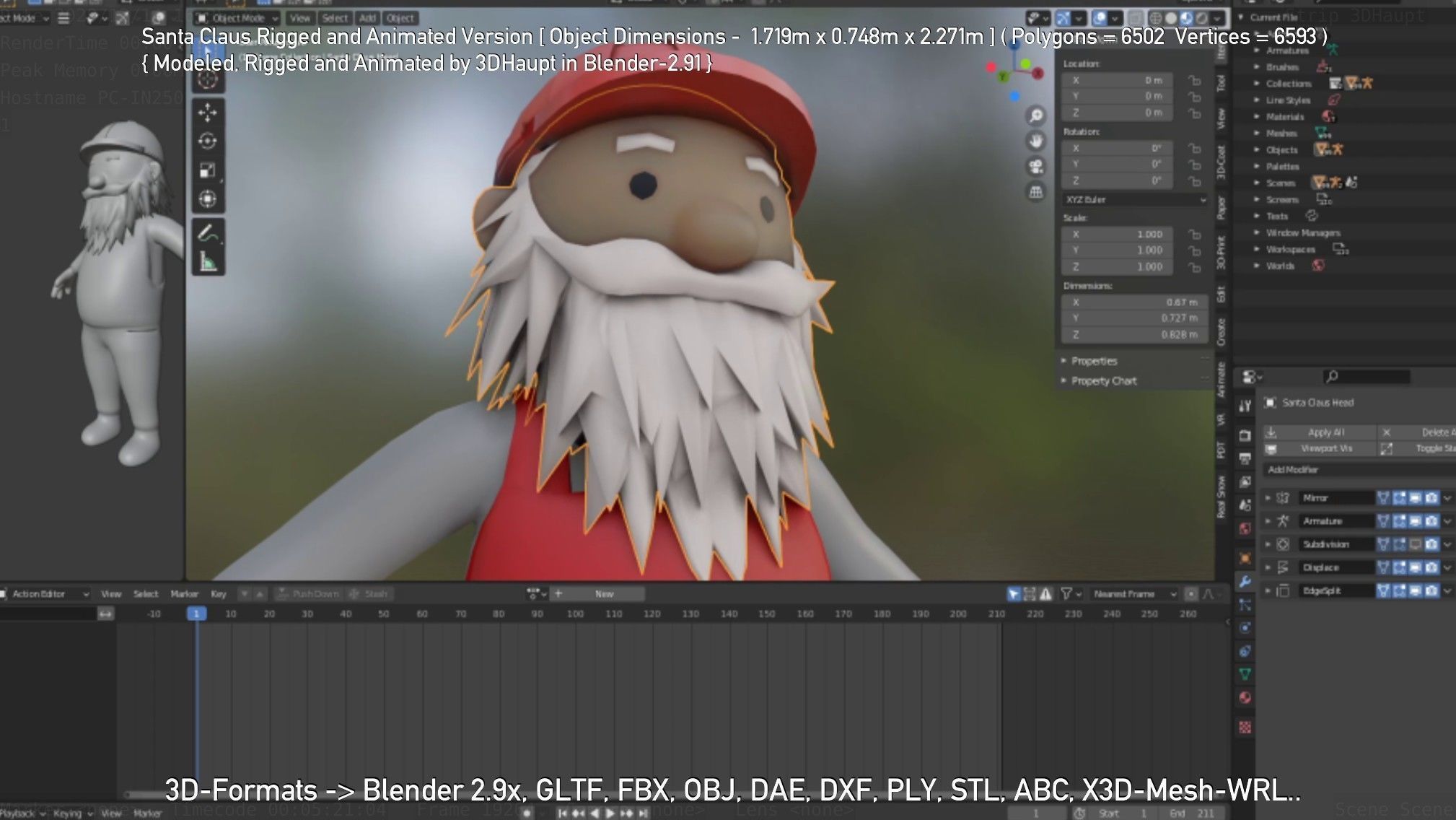 Rigged Santa Claus Low-poly 3D model_74