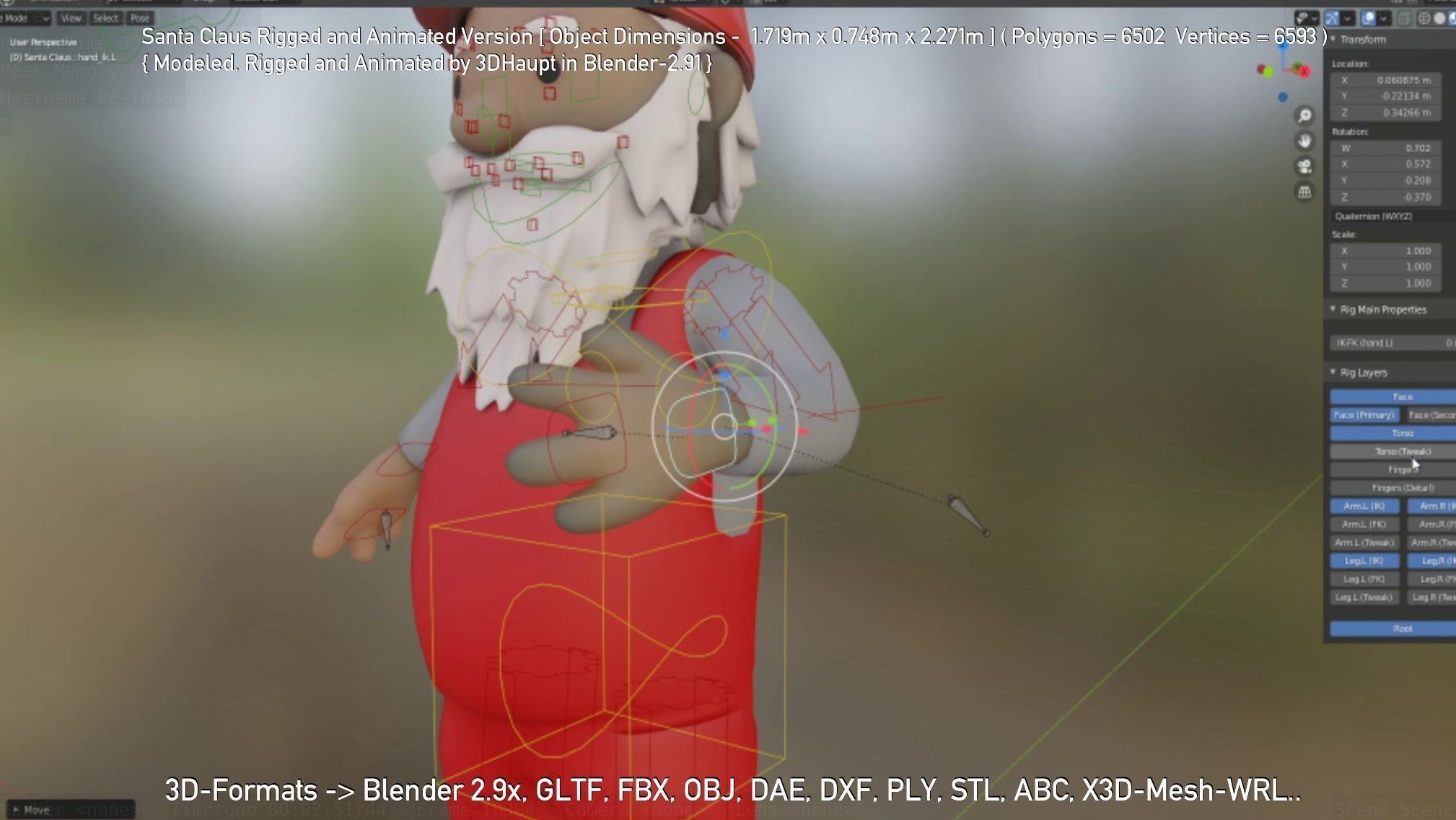 Rigged Santa Claus Low-poly 3D model_87