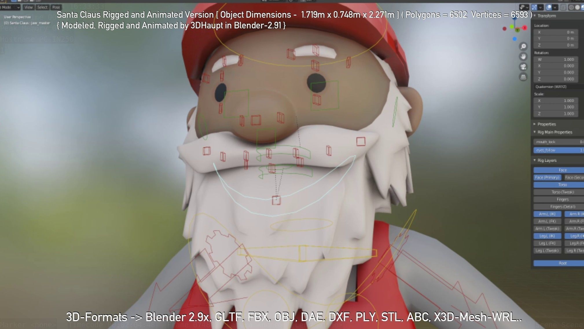 Rigged Santa Claus Low-poly 3D model_40