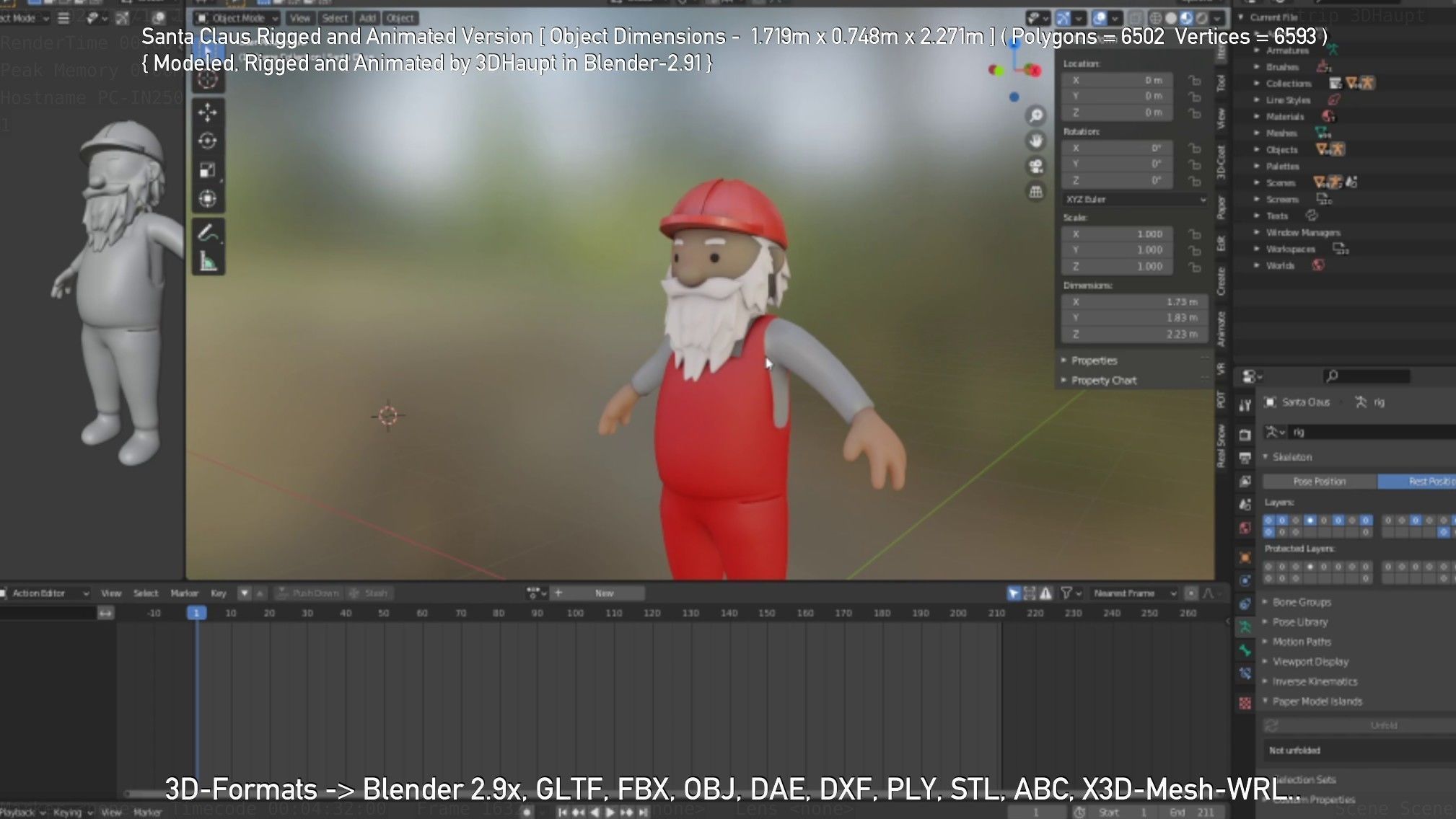 Rigged Santa Claus Low-poly 3D model_66