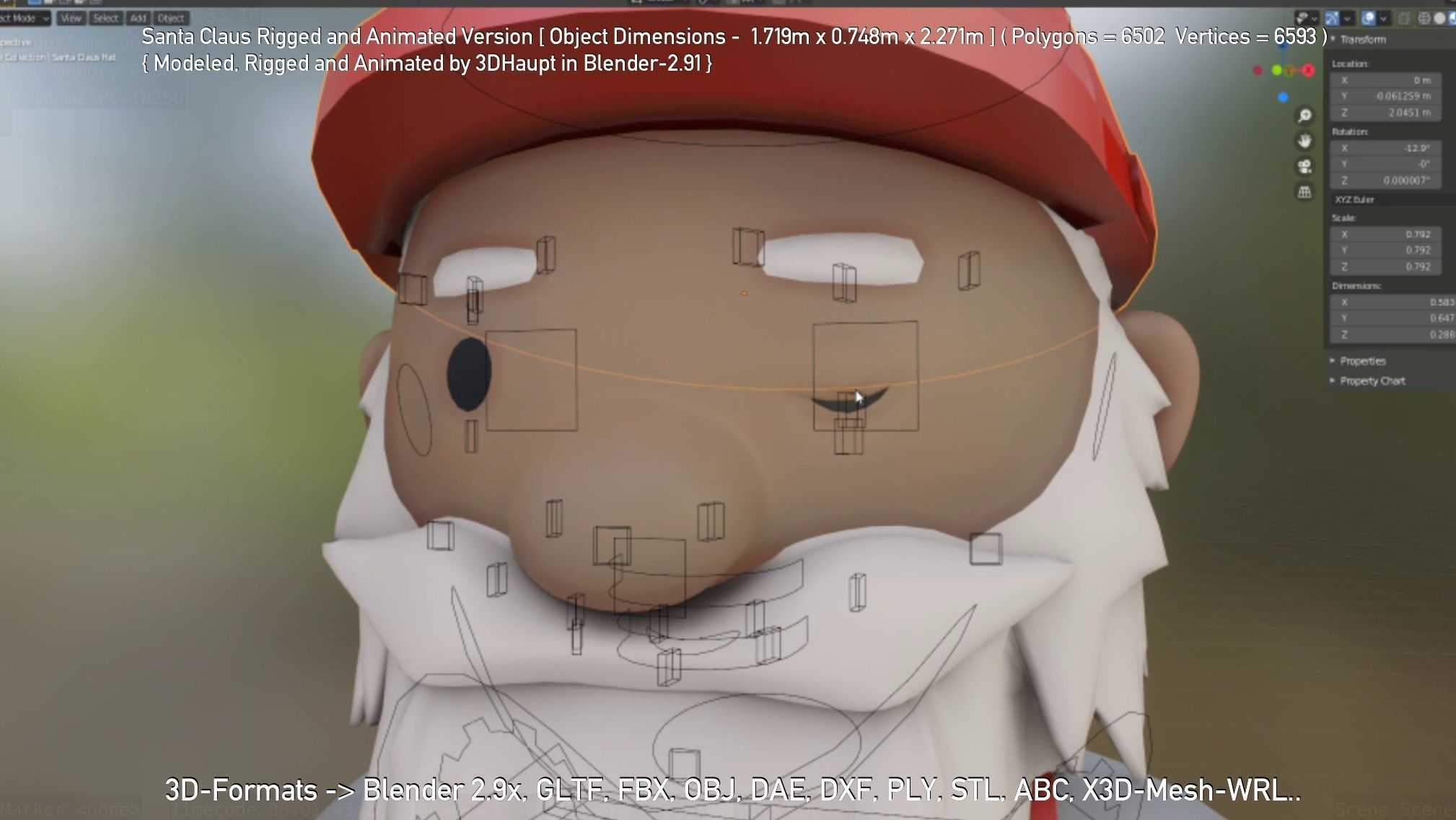 Rigged Santa Claus Low-poly 3D model_143