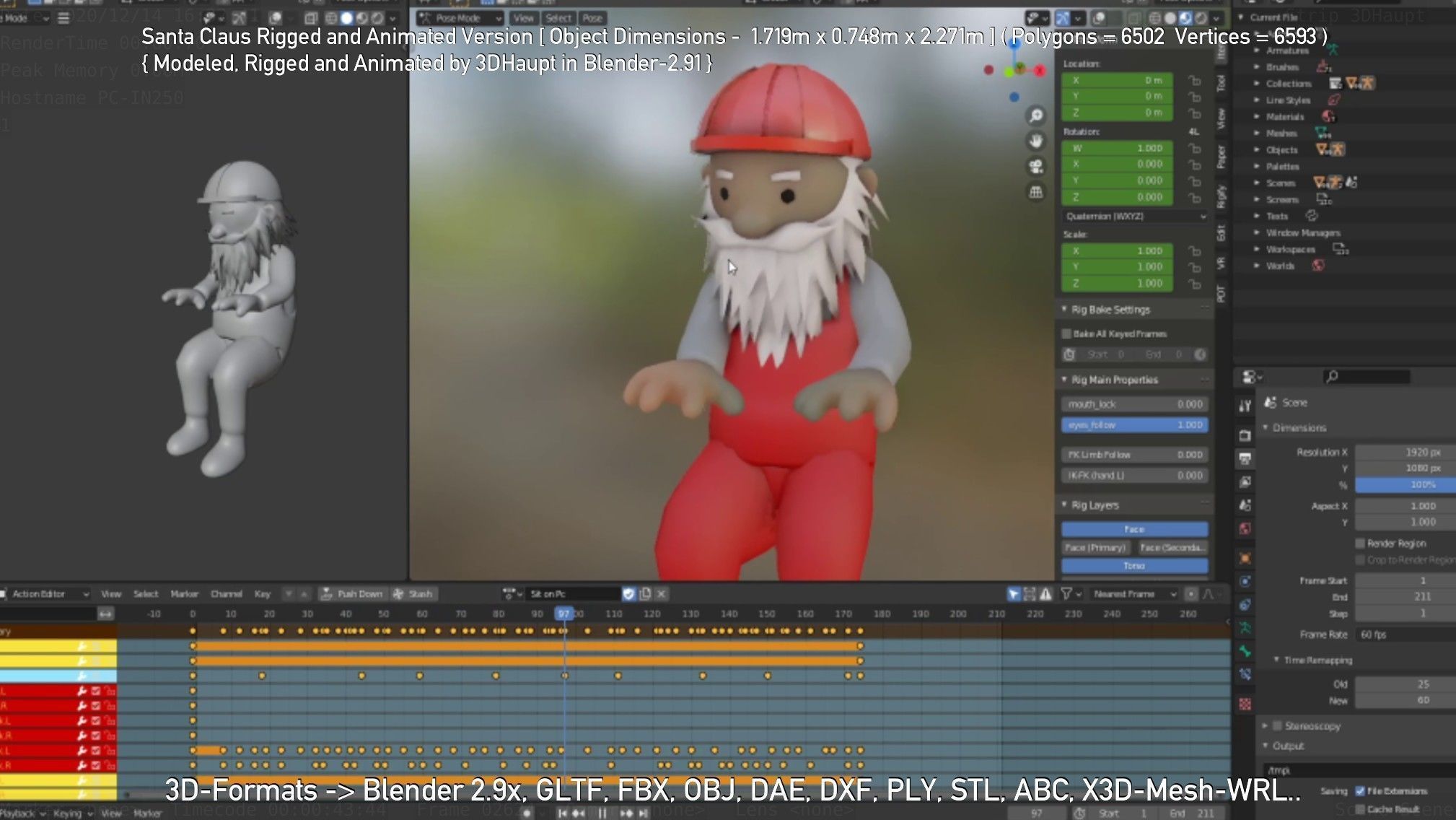 Rigged Santa Claus Low-poly 3D model_112