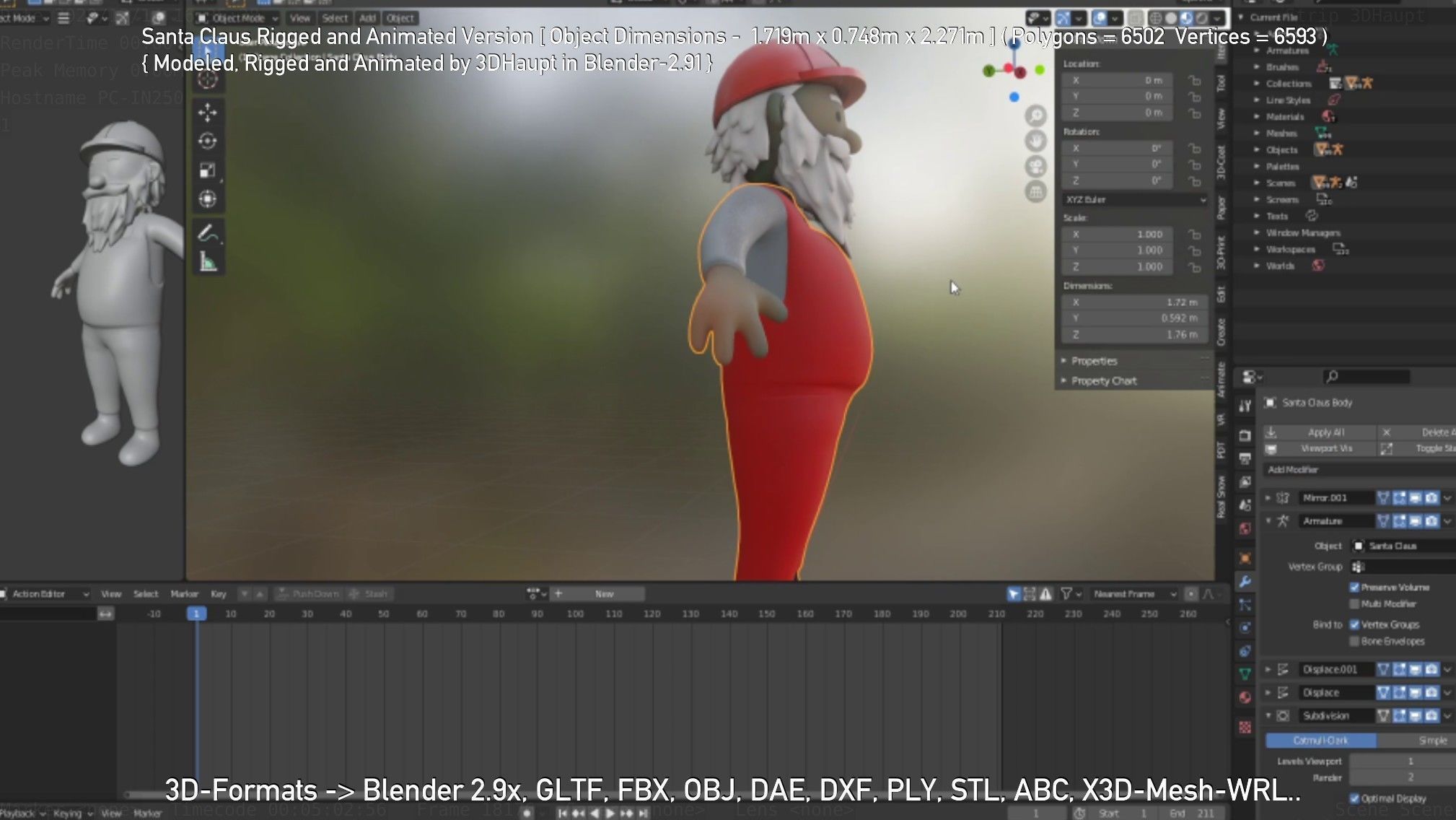 Rigged Santa Claus Low-poly 3D model_104