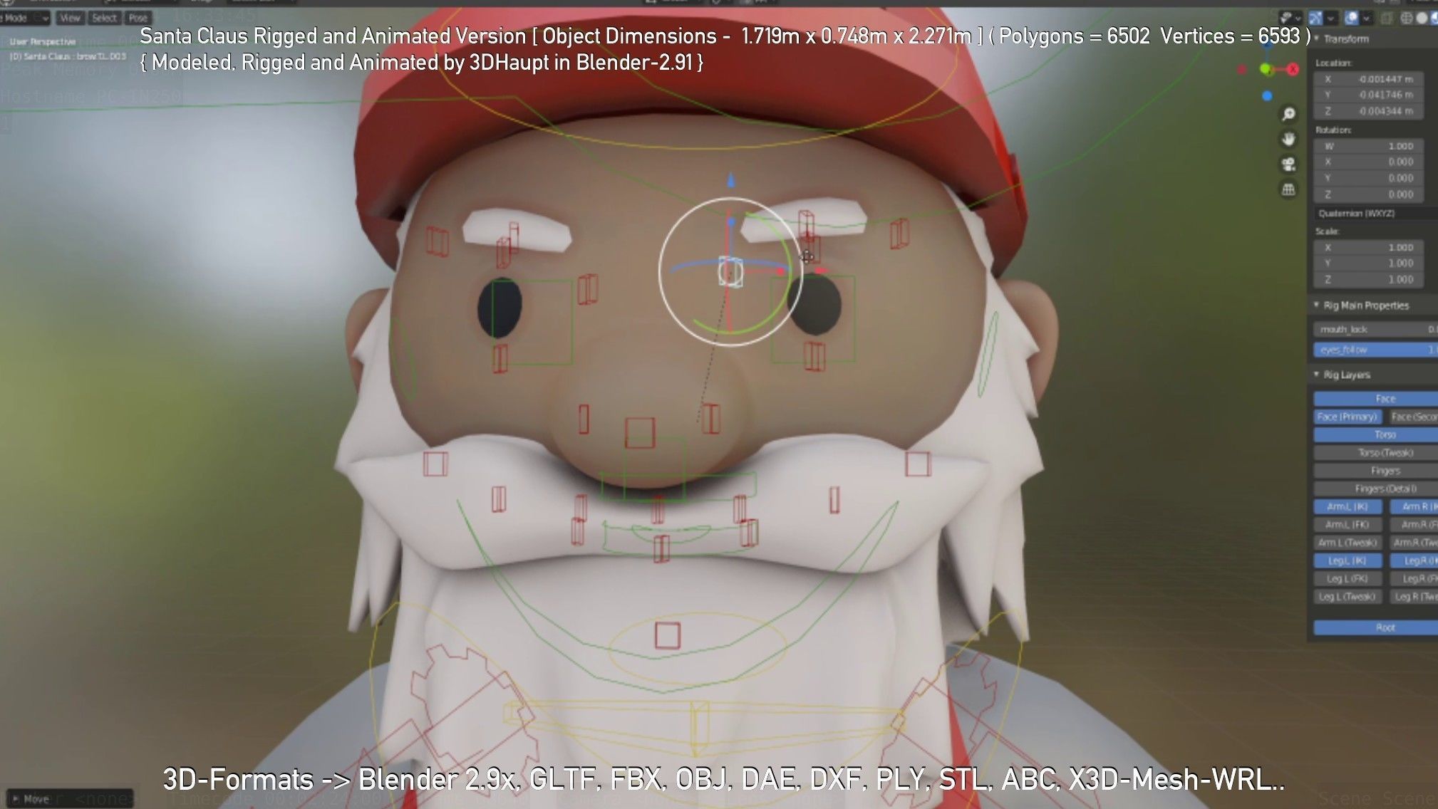 Rigged Santa Claus Low-poly 3D model_121