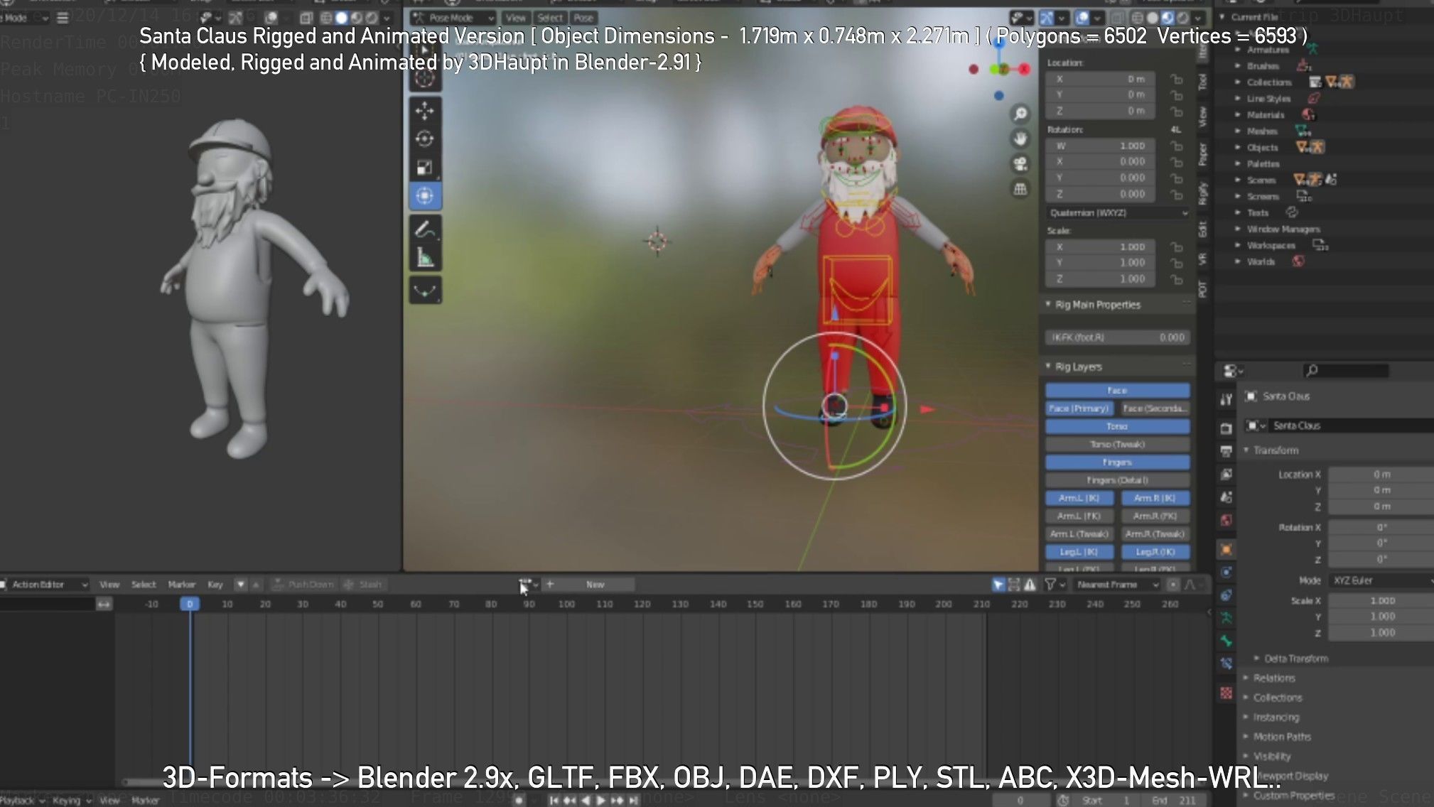 Rigged Santa Claus Low-poly 3D model_56