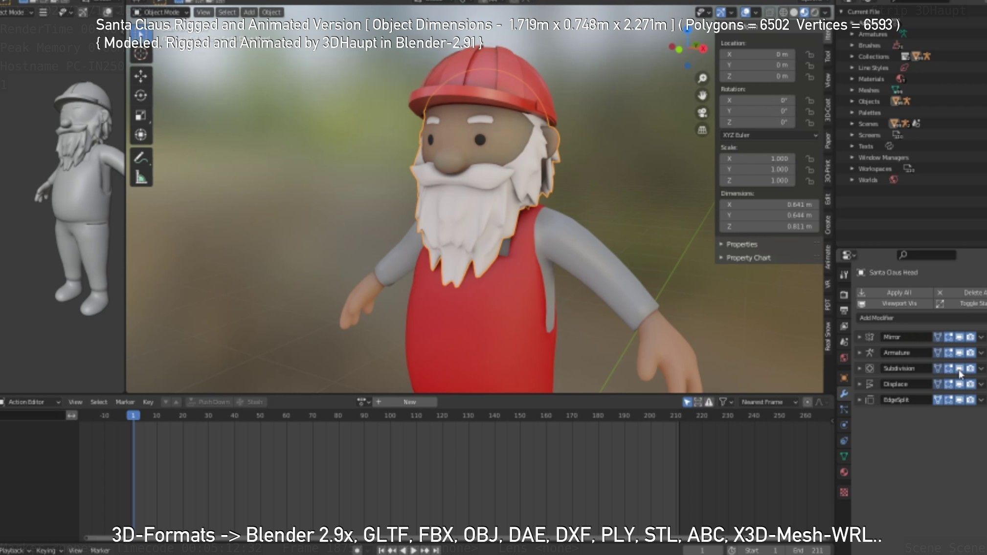 Rigged Santa Claus Low-poly 3D model_73