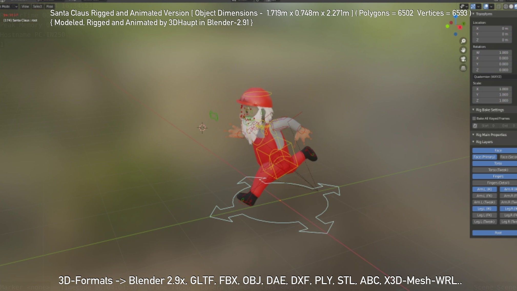 Rigged Santa Claus Low-poly 3D model_97