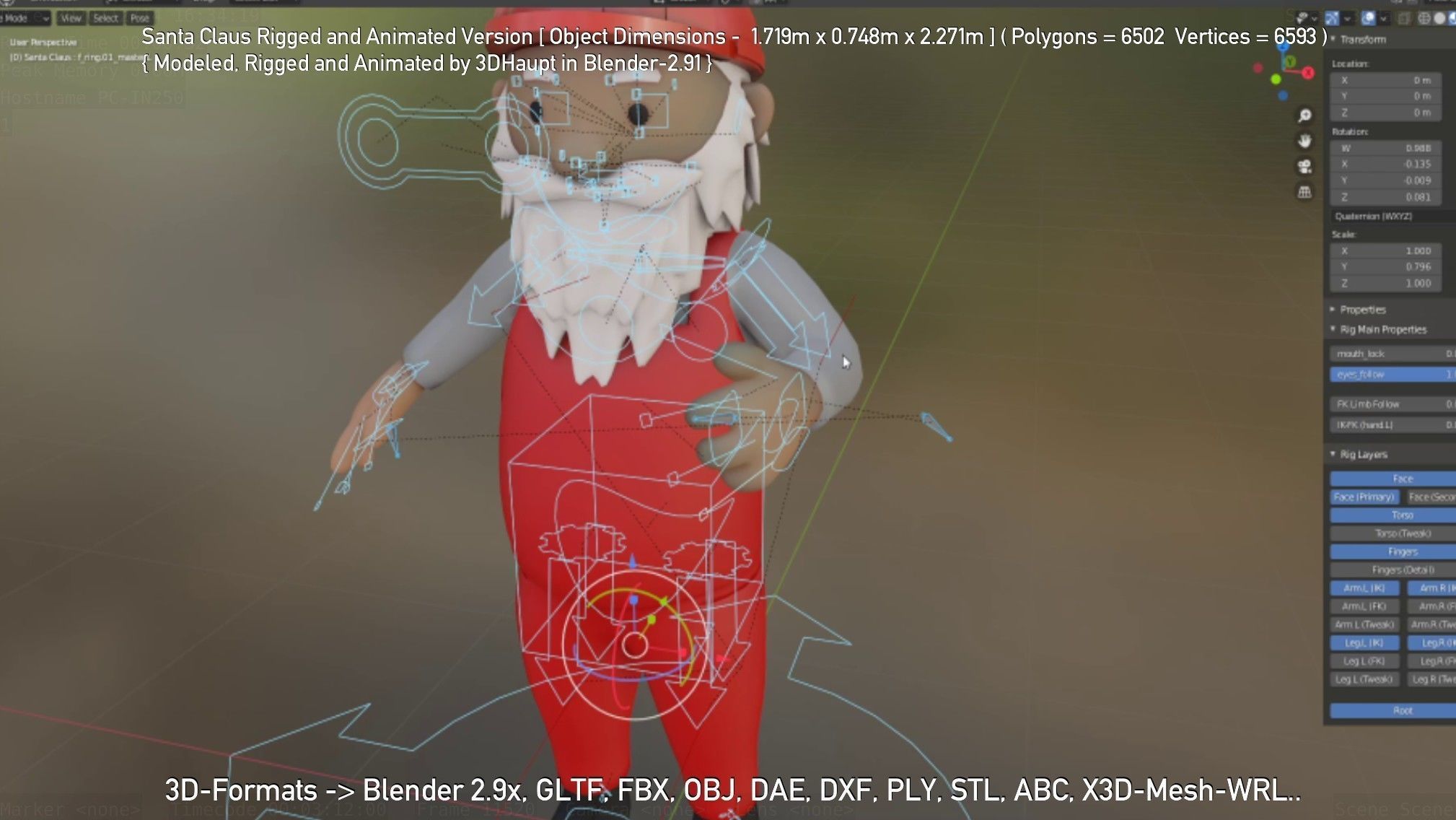 Rigged Santa Claus Low-poly 3D model_123