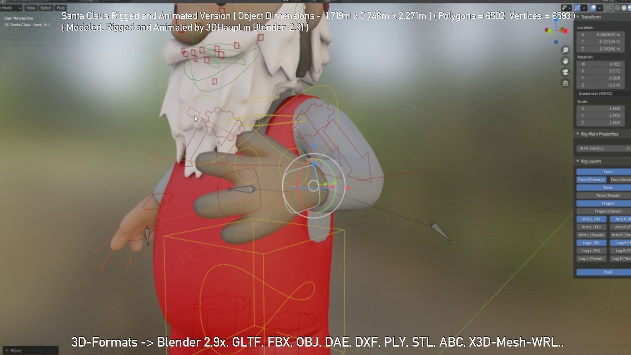 Rigged Santa Claus Low-poly 3D model_48