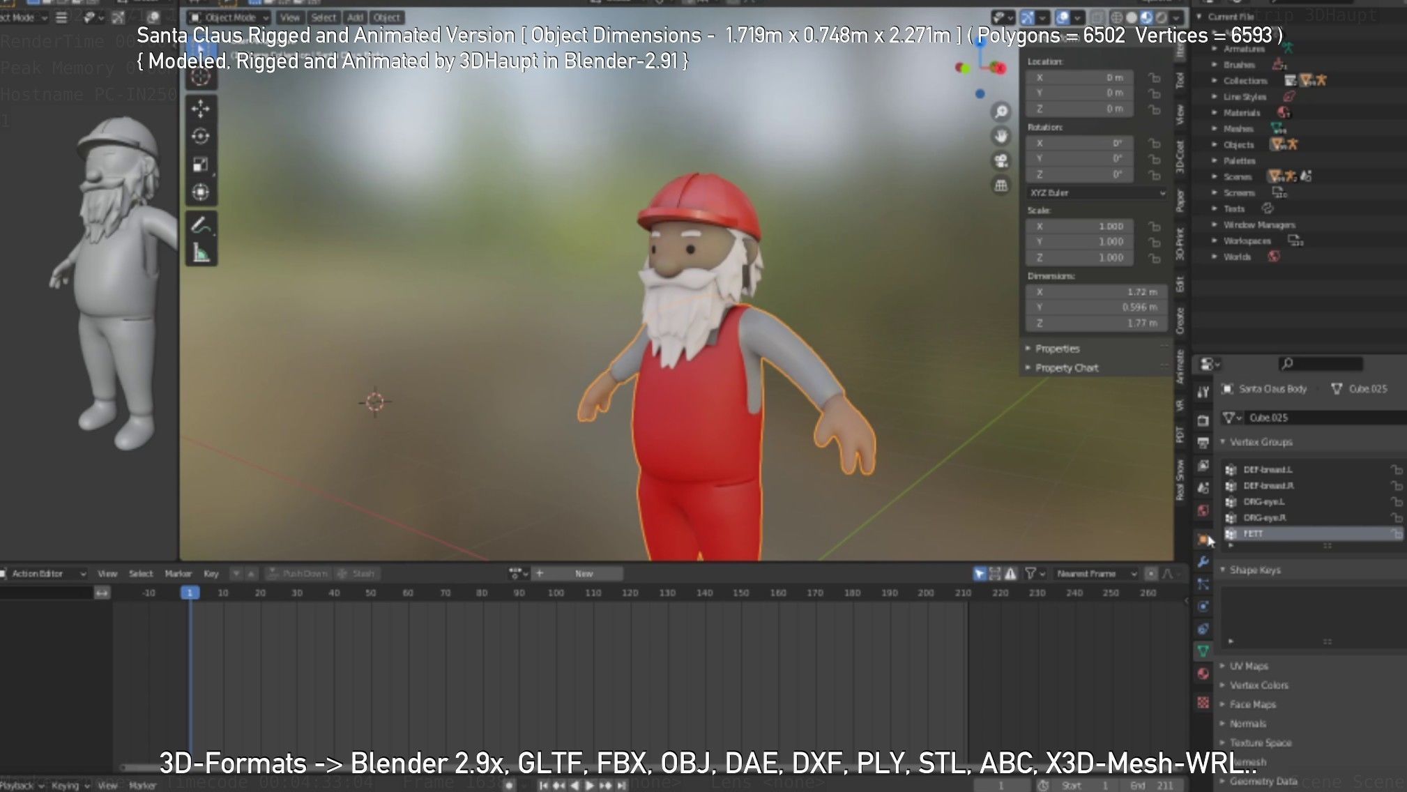 Rigged Santa Claus Low-poly 3D model_134