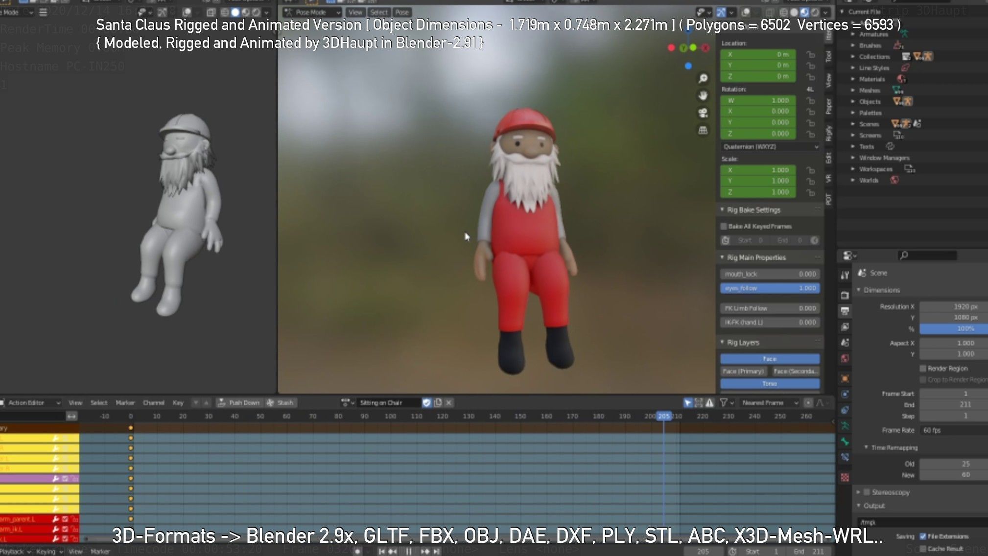 Rigged Santa Claus Low-poly 3D model_76