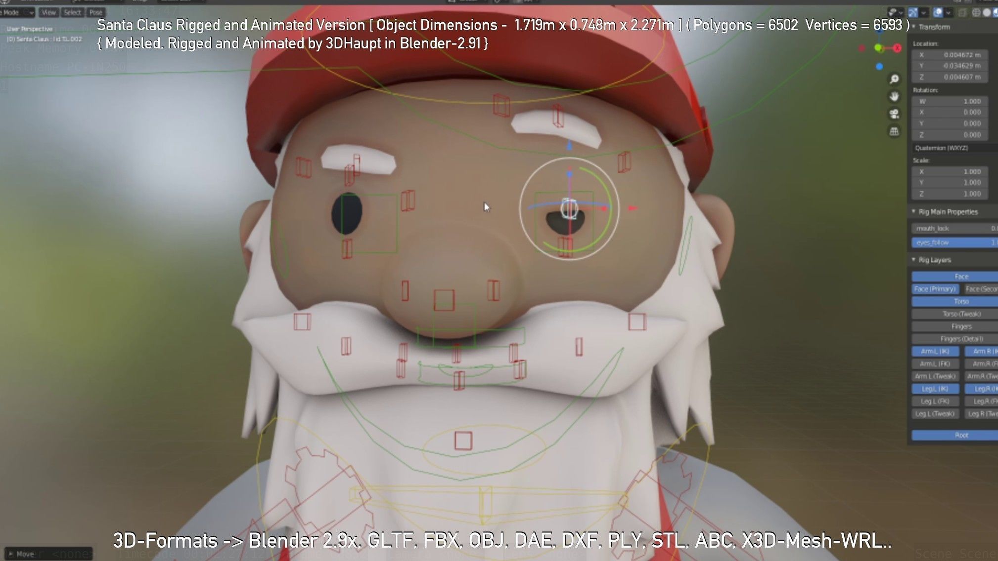 Rigged Santa Claus Low-poly 3D model_5