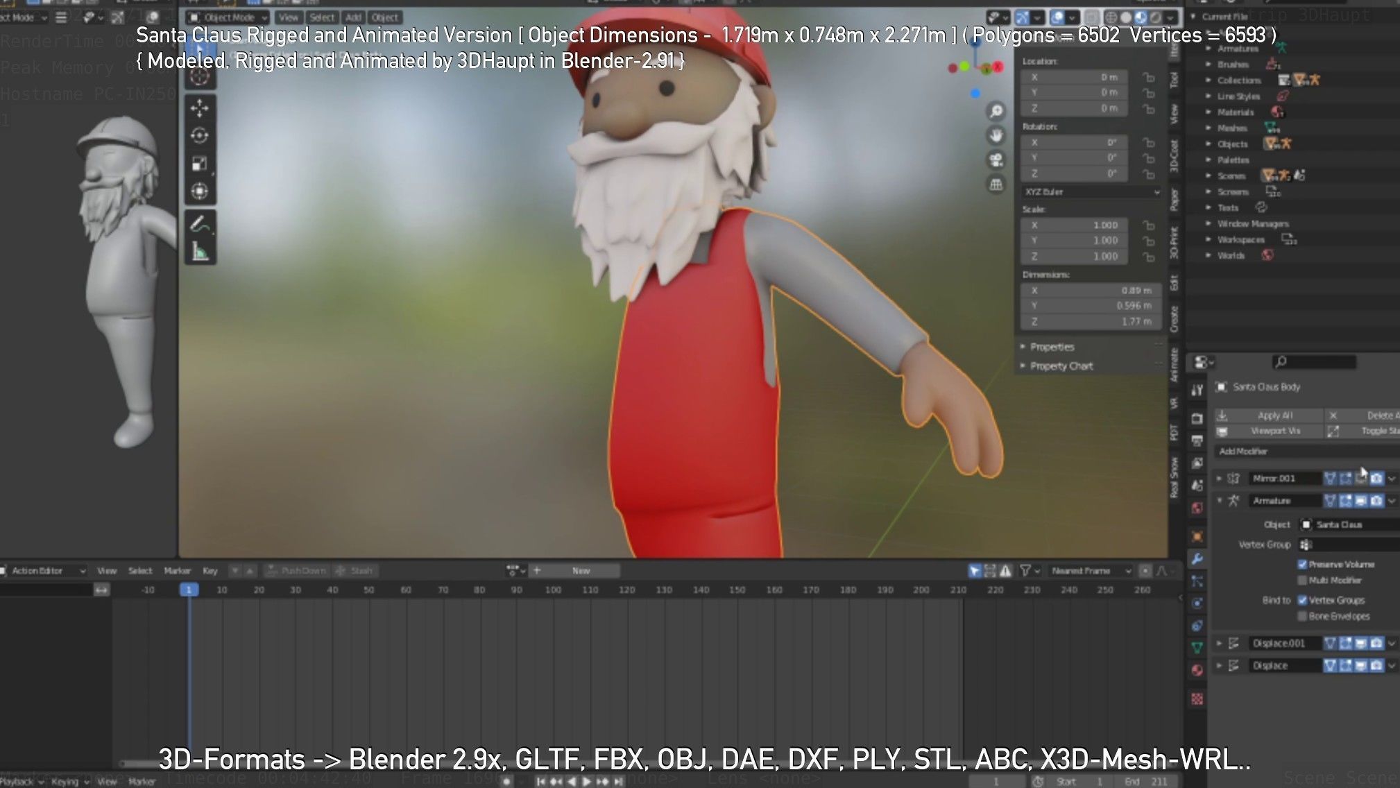 Rigged Santa Claus Low-poly 3D model_68