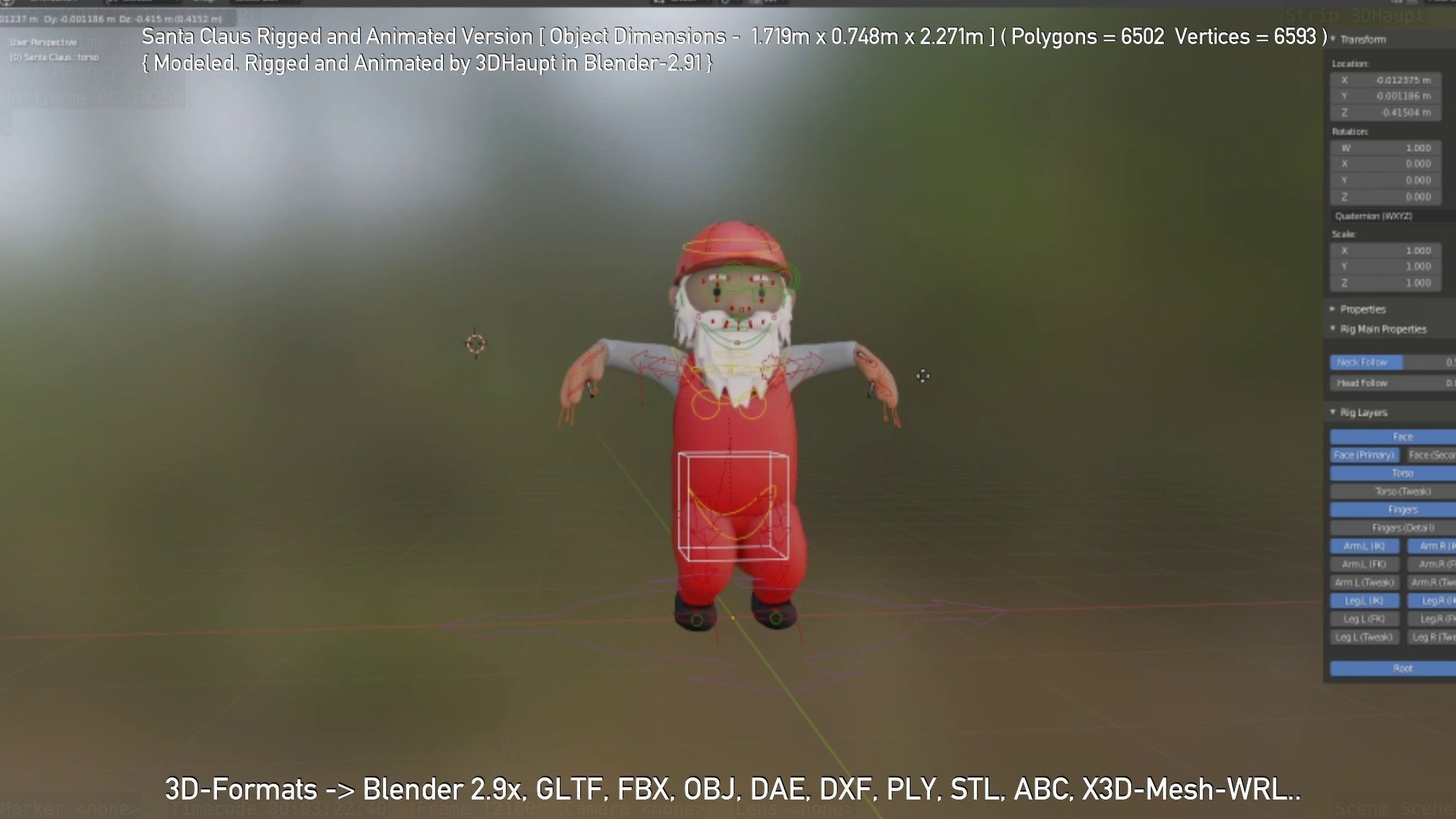 Rigged Santa Claus Low-poly 3D model_91