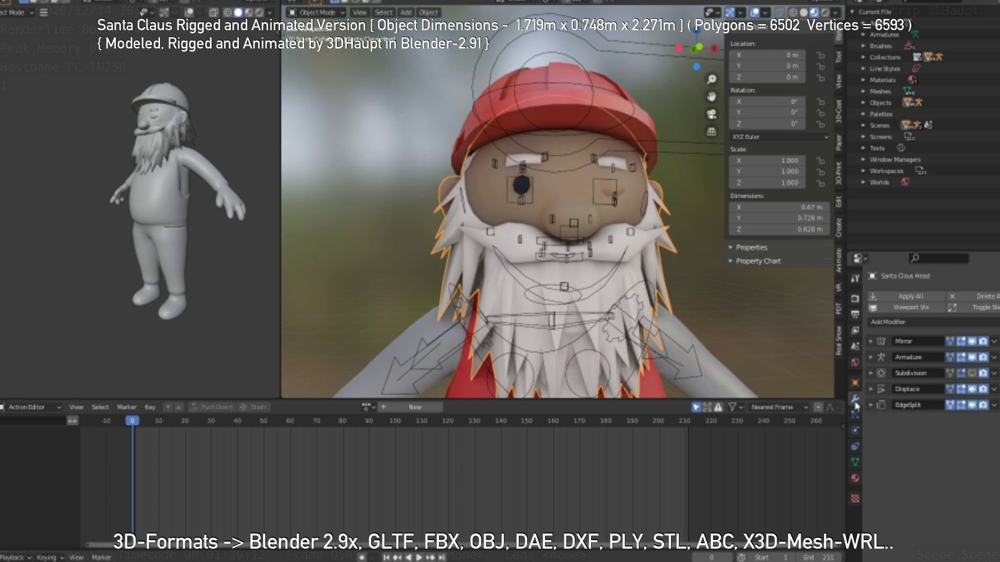 Rigged Santa Claus Low-poly 3D model_115