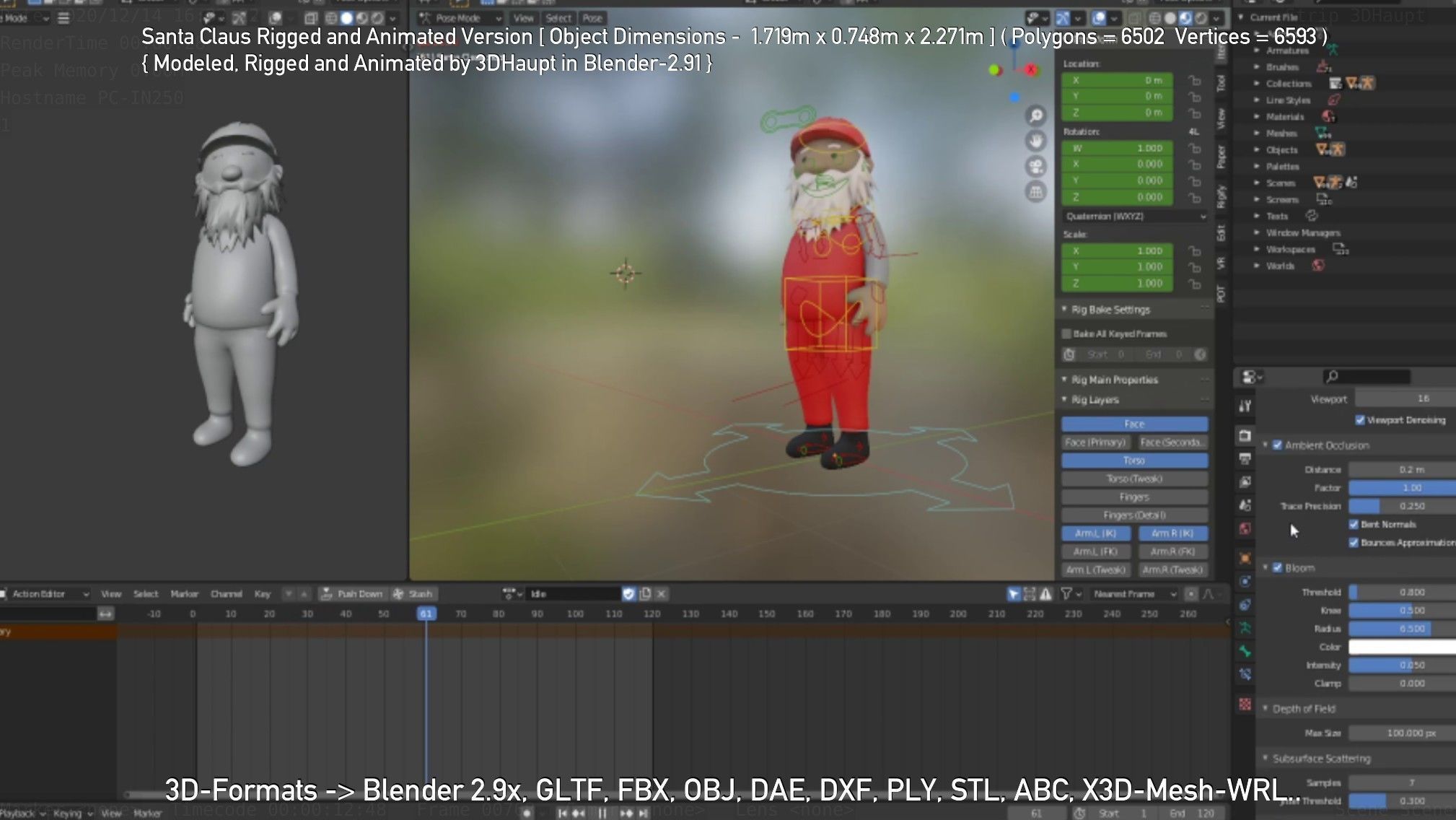 Rigged Santa Claus Low-poly 3D model_108