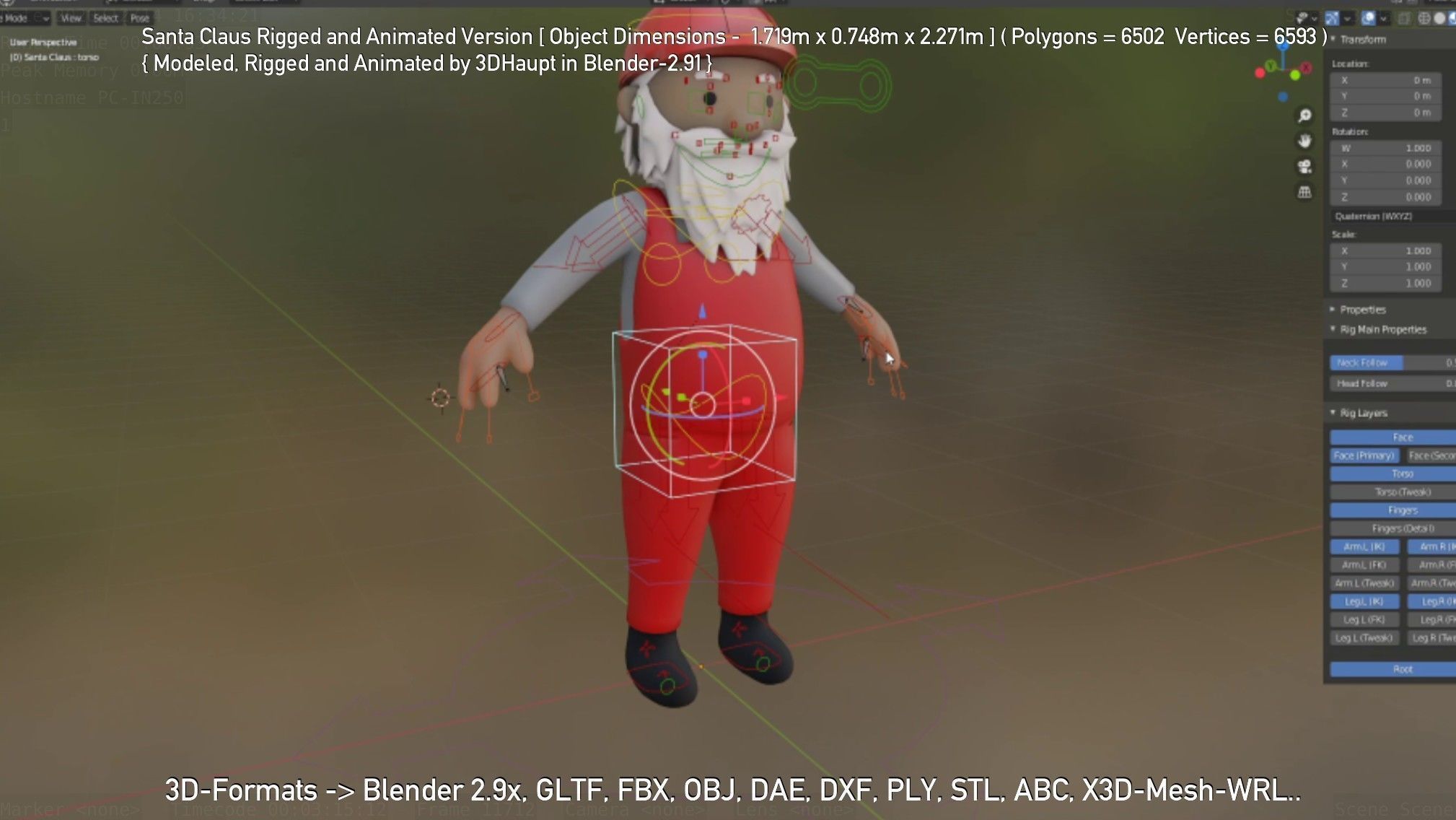 Rigged Santa Claus Low-poly 3D model_51