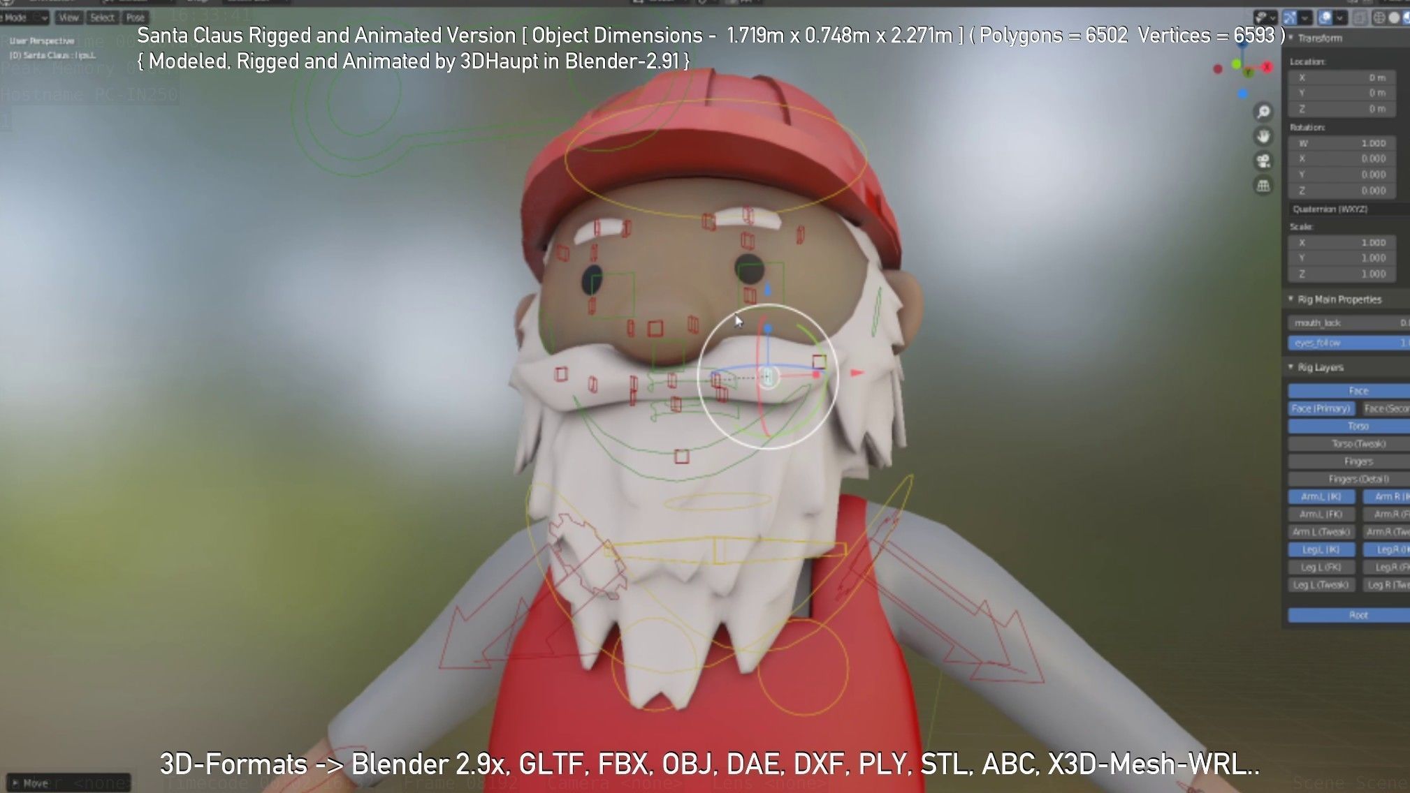 Rigged Santa Claus Low-poly 3D model_41