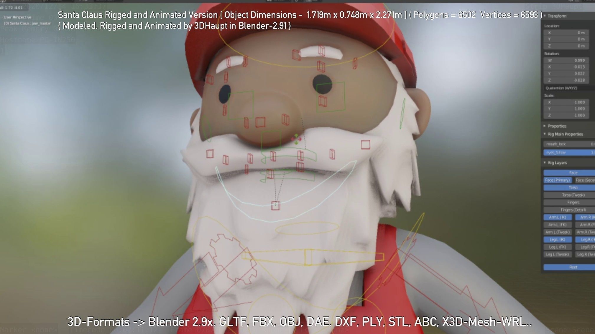 Rigged Santa Claus Low-poly 3D model_118