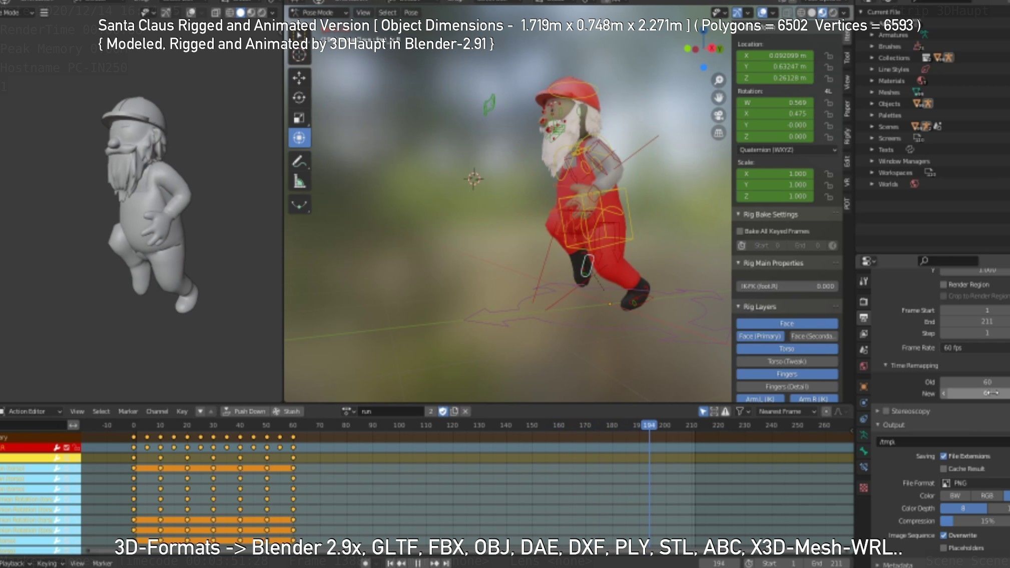 Rigged Santa Claus Low-poly 3D model_94