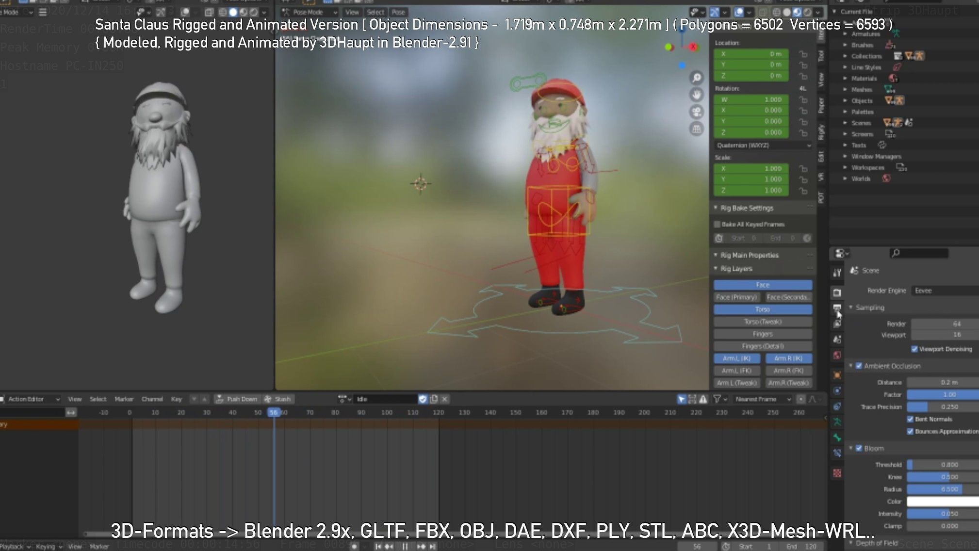 Rigged Santa Claus Low-poly 3D model_141