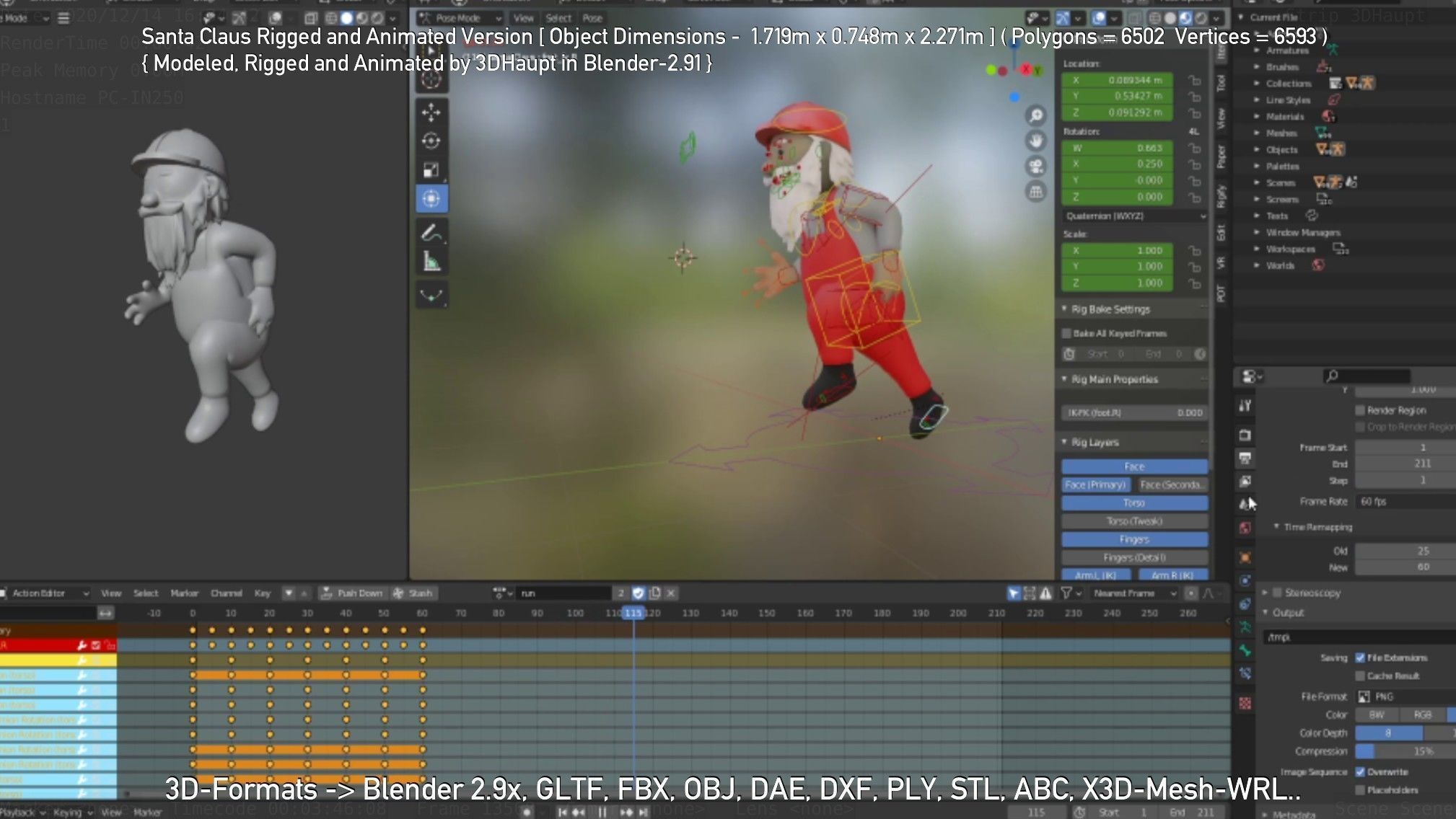 Rigged Santa Claus Low-poly 3D model_57