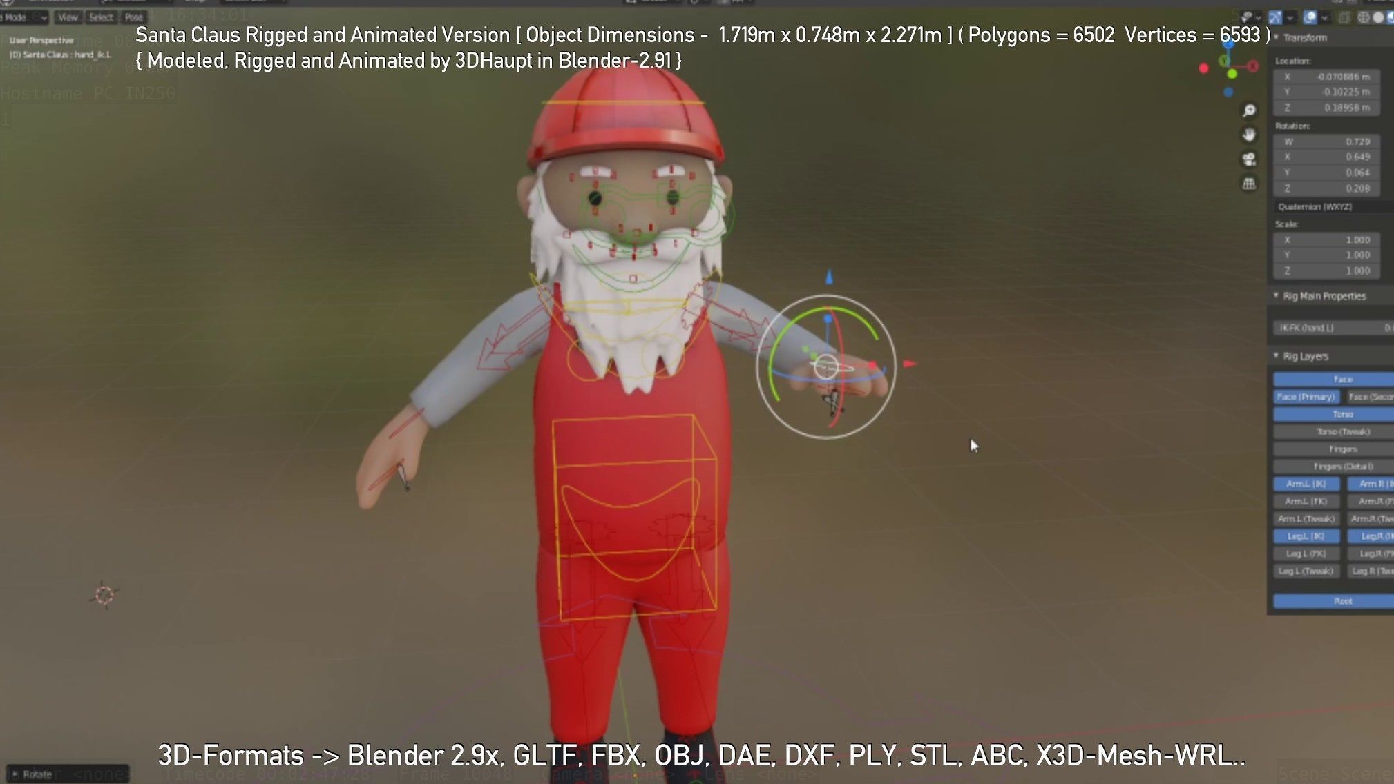 Rigged Santa Claus Low-poly 3D model_47
