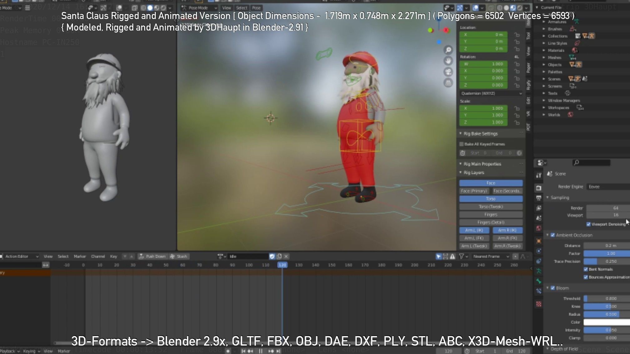 Rigged Santa Claus Low-poly 3D model_78