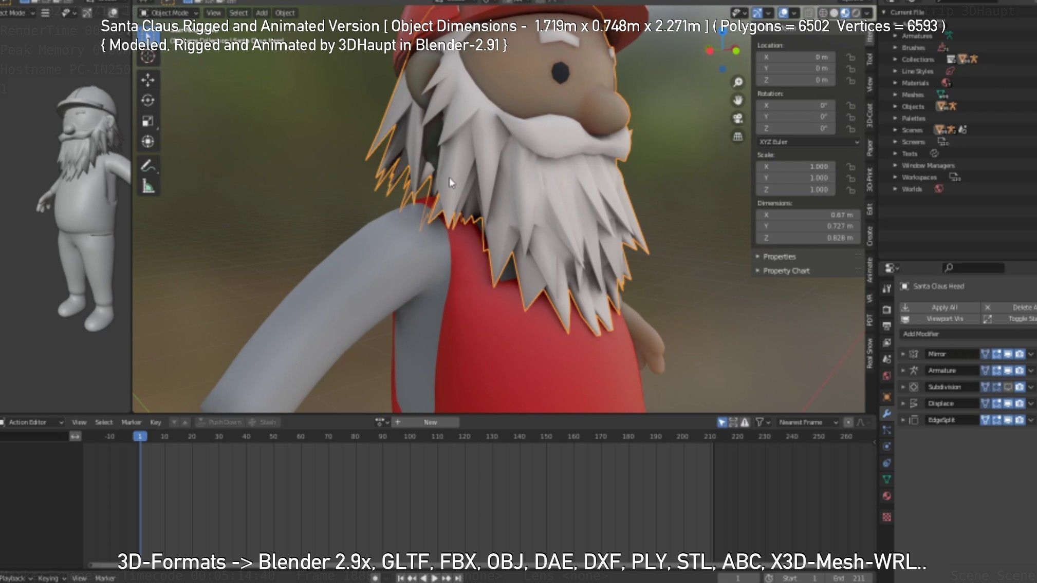 Rigged Santa Claus Low-poly 3D model_20