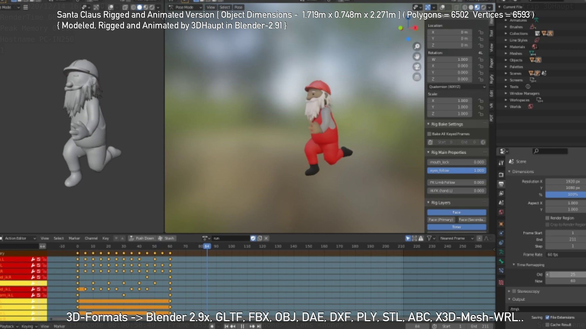 Rigged Santa Claus Low-poly 3D model_80