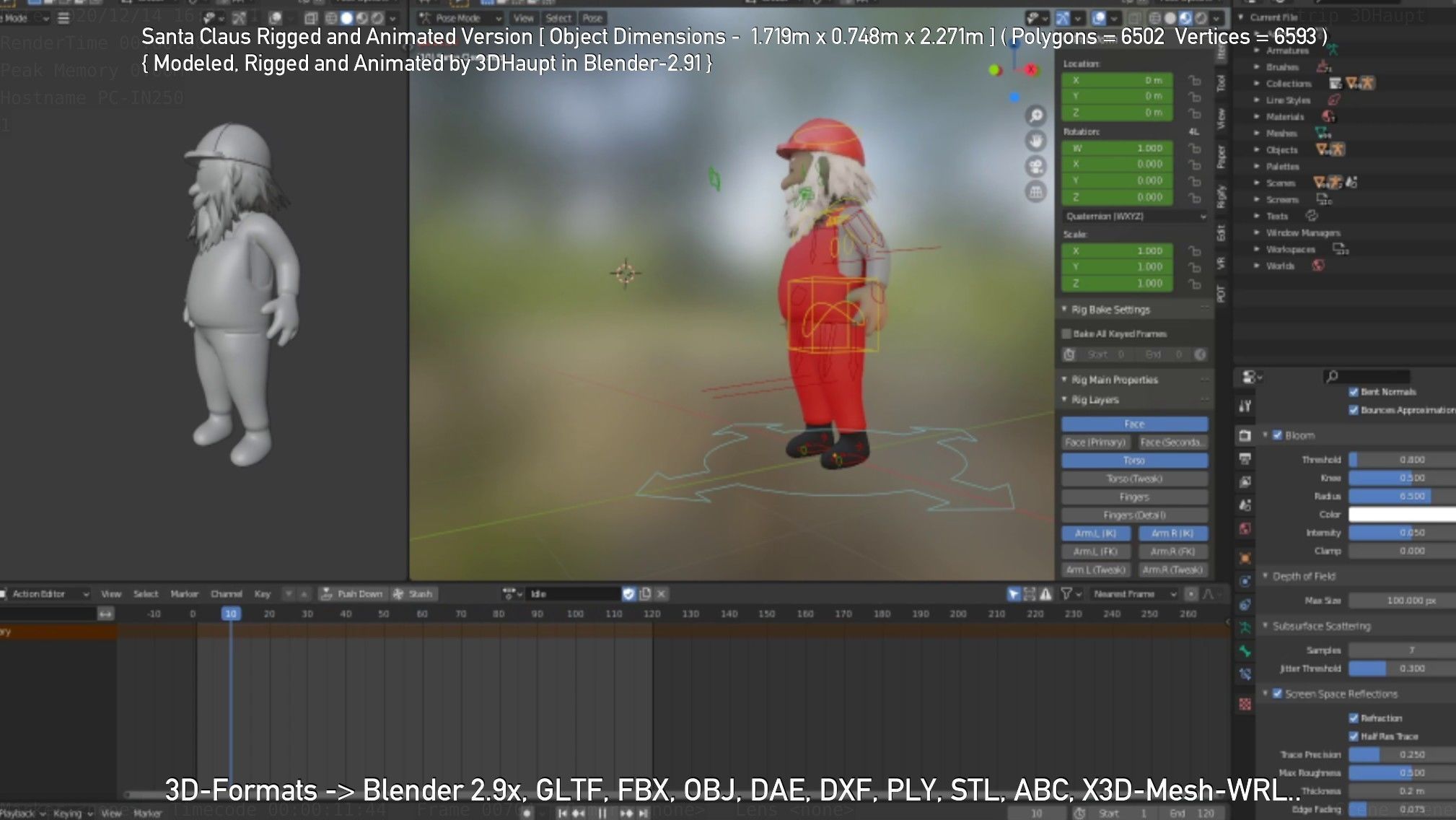 Rigged Santa Claus Low-poly 3D model_24