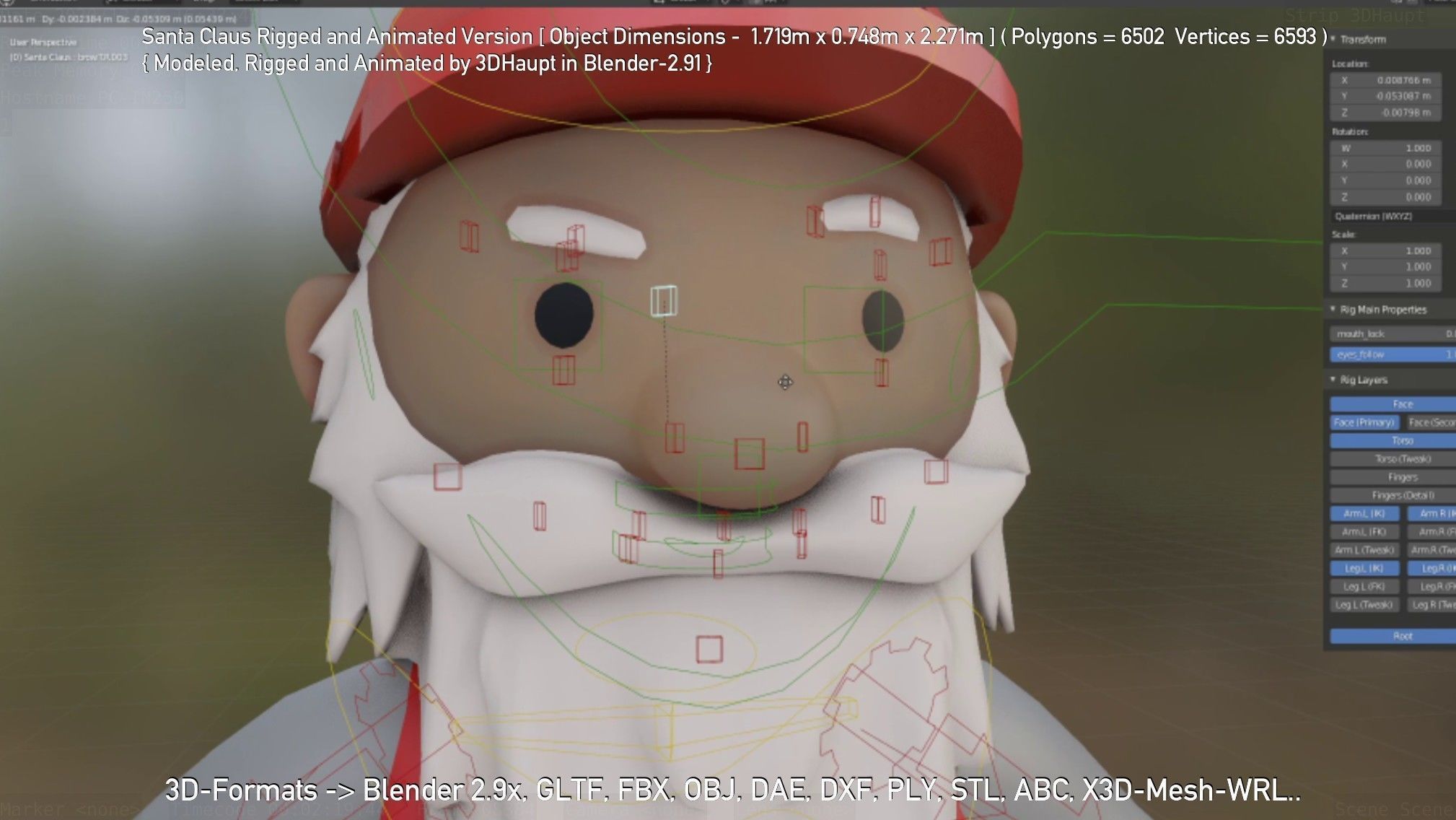 Rigged Santa Claus Low-poly 3D model_10