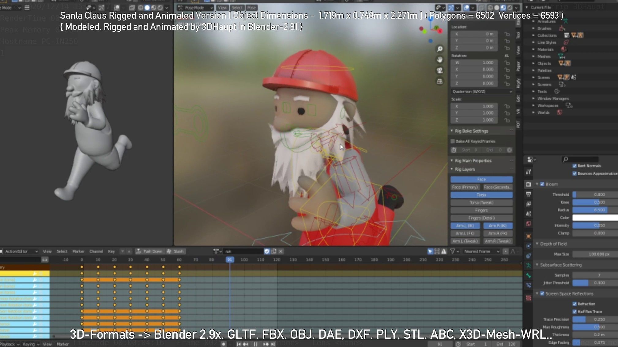 Rigged Santa Claus Low-poly 3D model_144