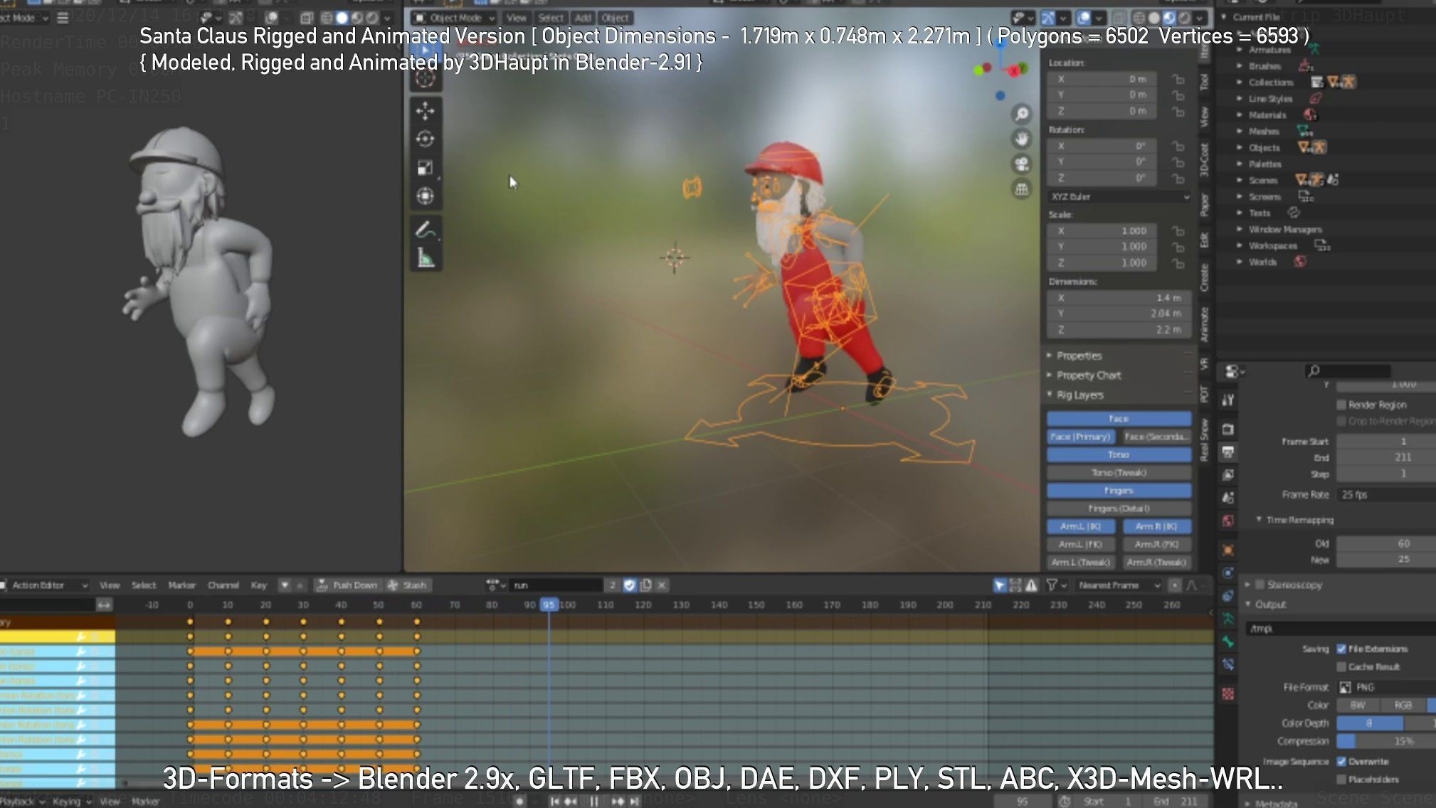 Rigged Santa Claus Low-poly 3D model_98