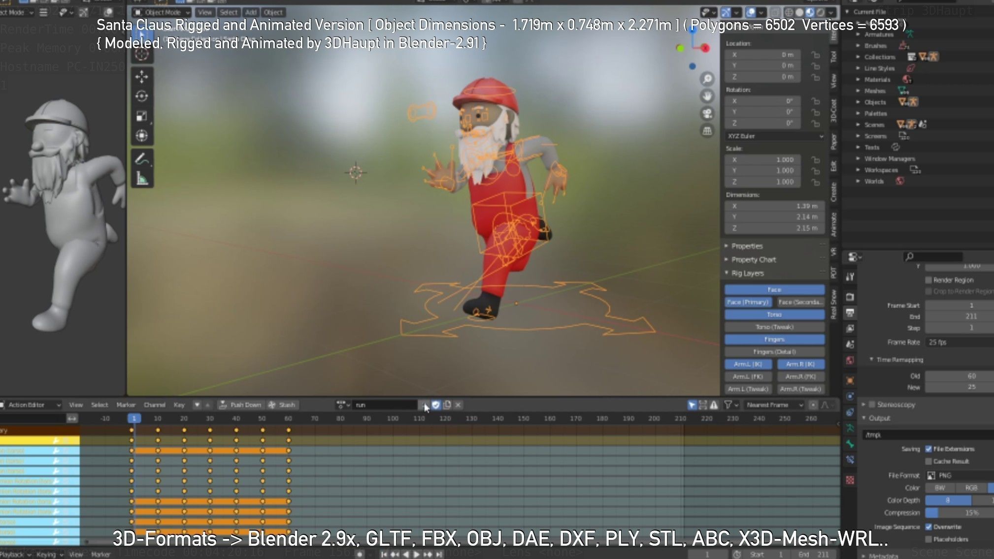 Rigged Santa Claus Low-poly 3D model_99