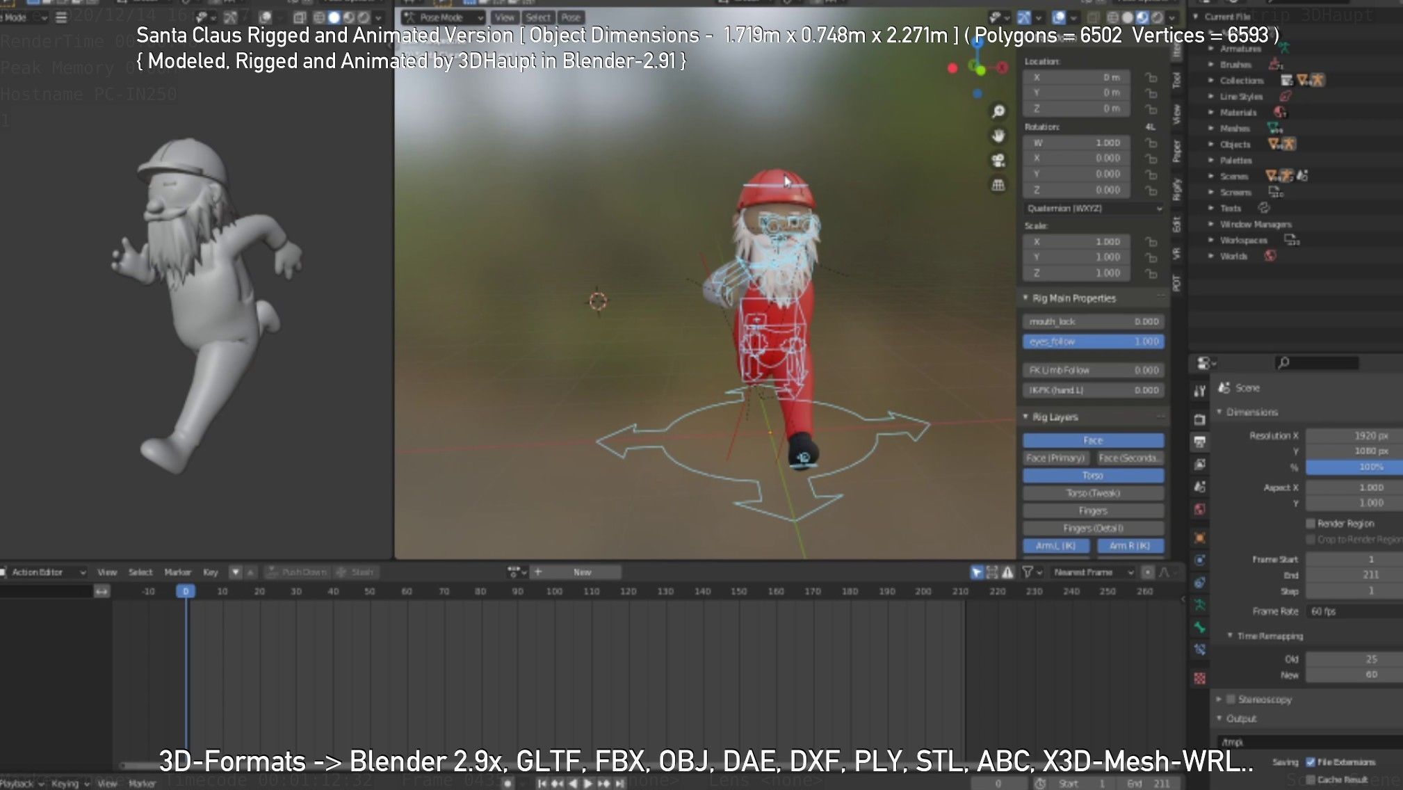 Rigged Santa Claus Low-poly 3D model_140