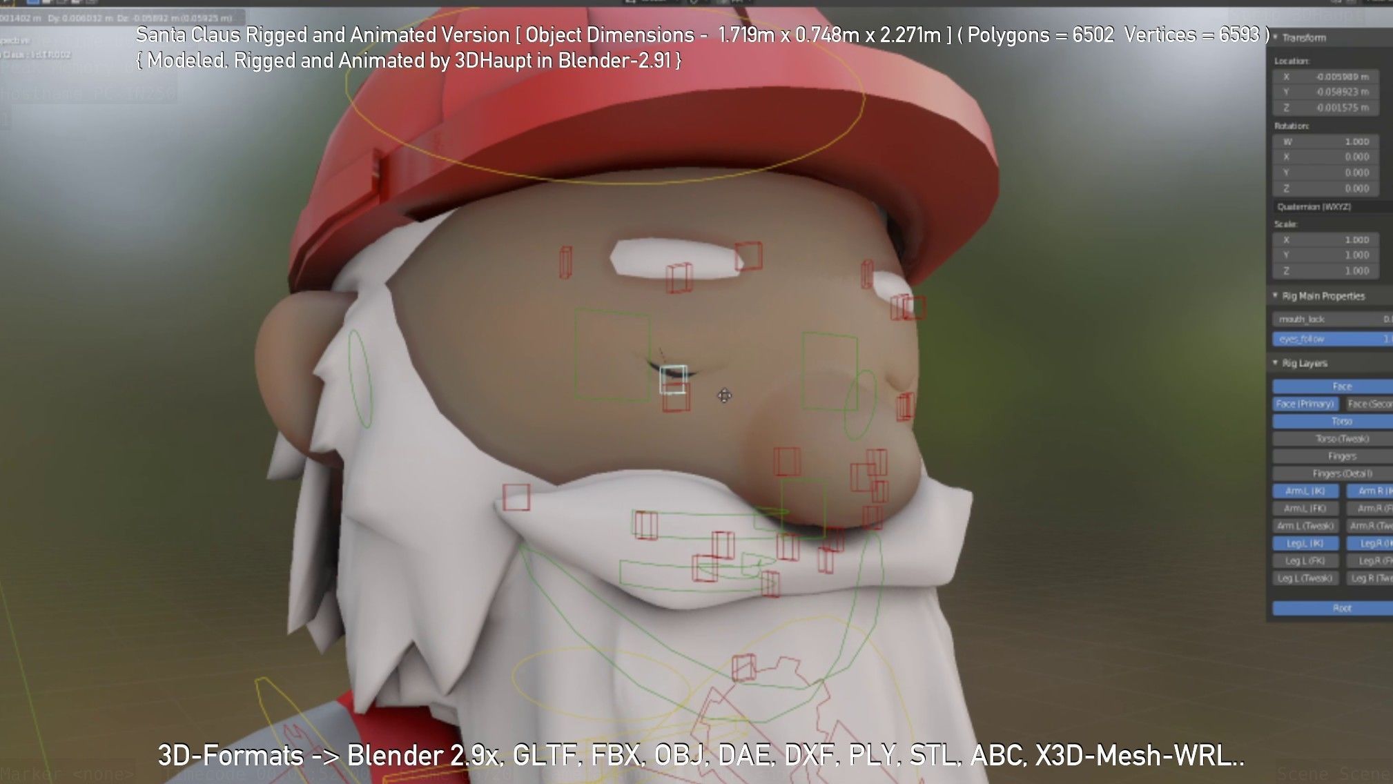 Rigged Santa Claus Low-poly 3D model_30