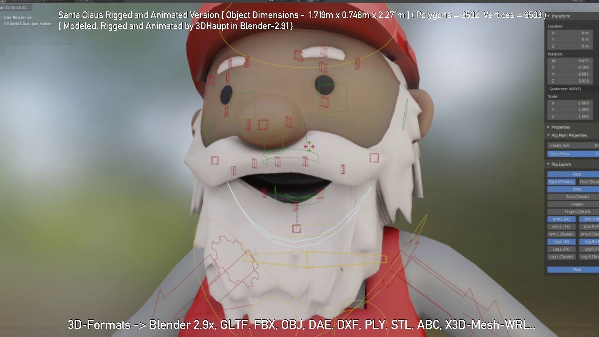 Rigged Santa Claus Low-poly 3D model_31